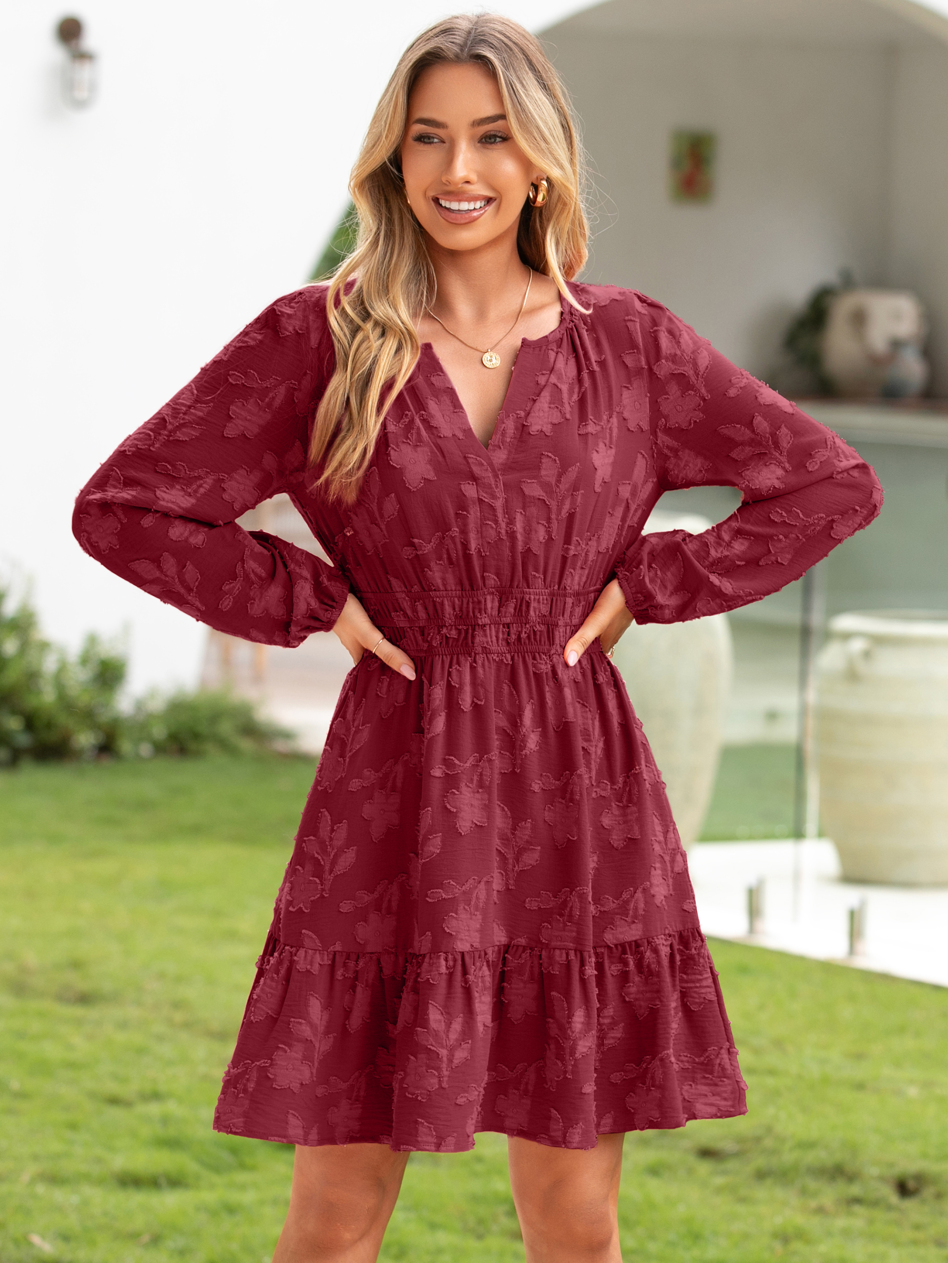 Floral Burnout Babydoll A Line Party Mini Dress