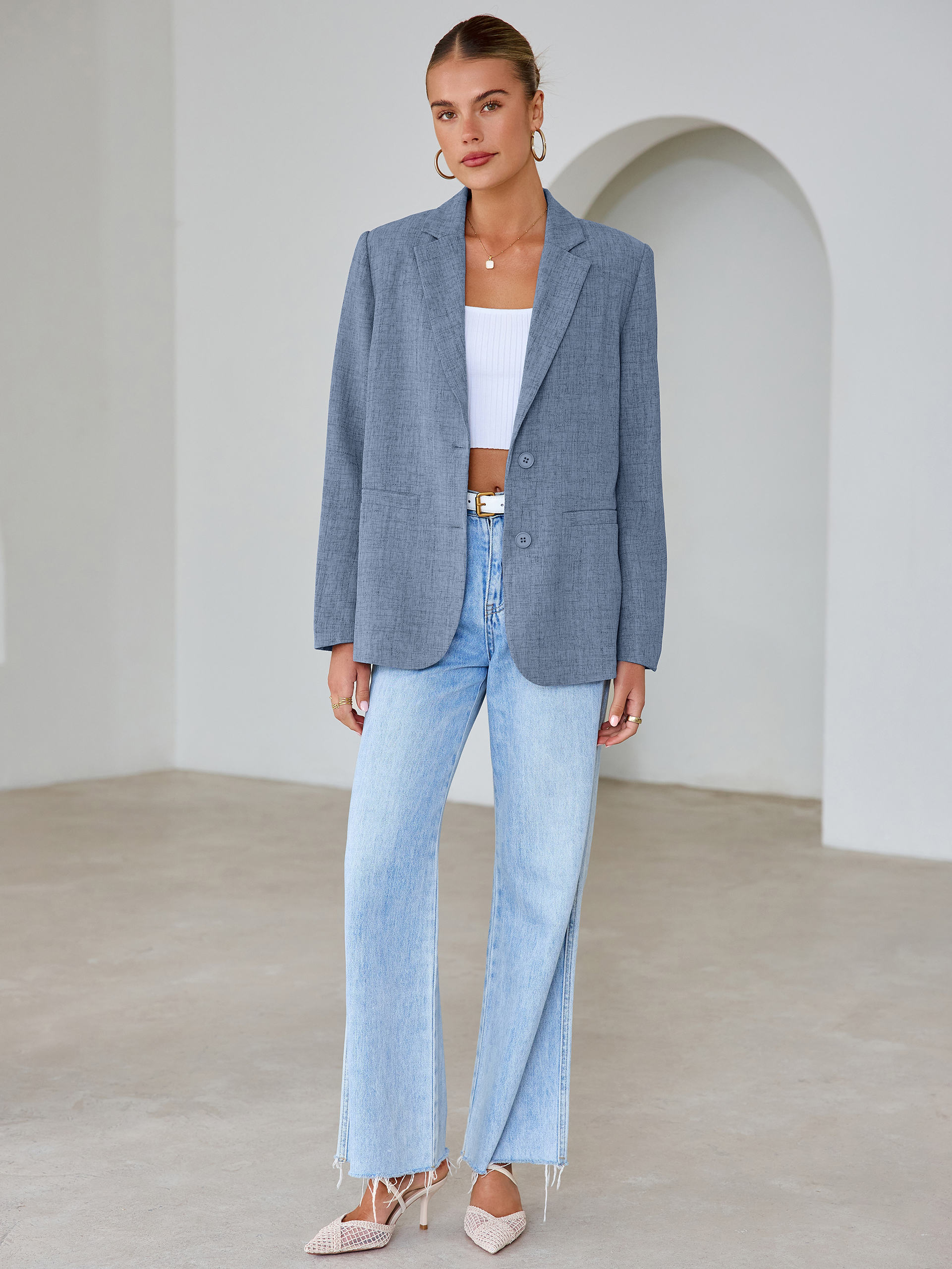 Oversized Textured Professional Blazer Jacket