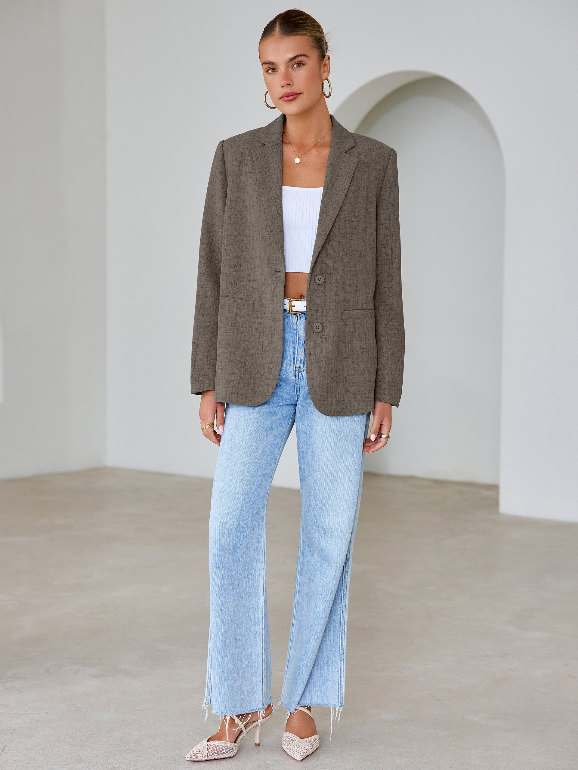 Oversized Textured Professional Blazer Jacket