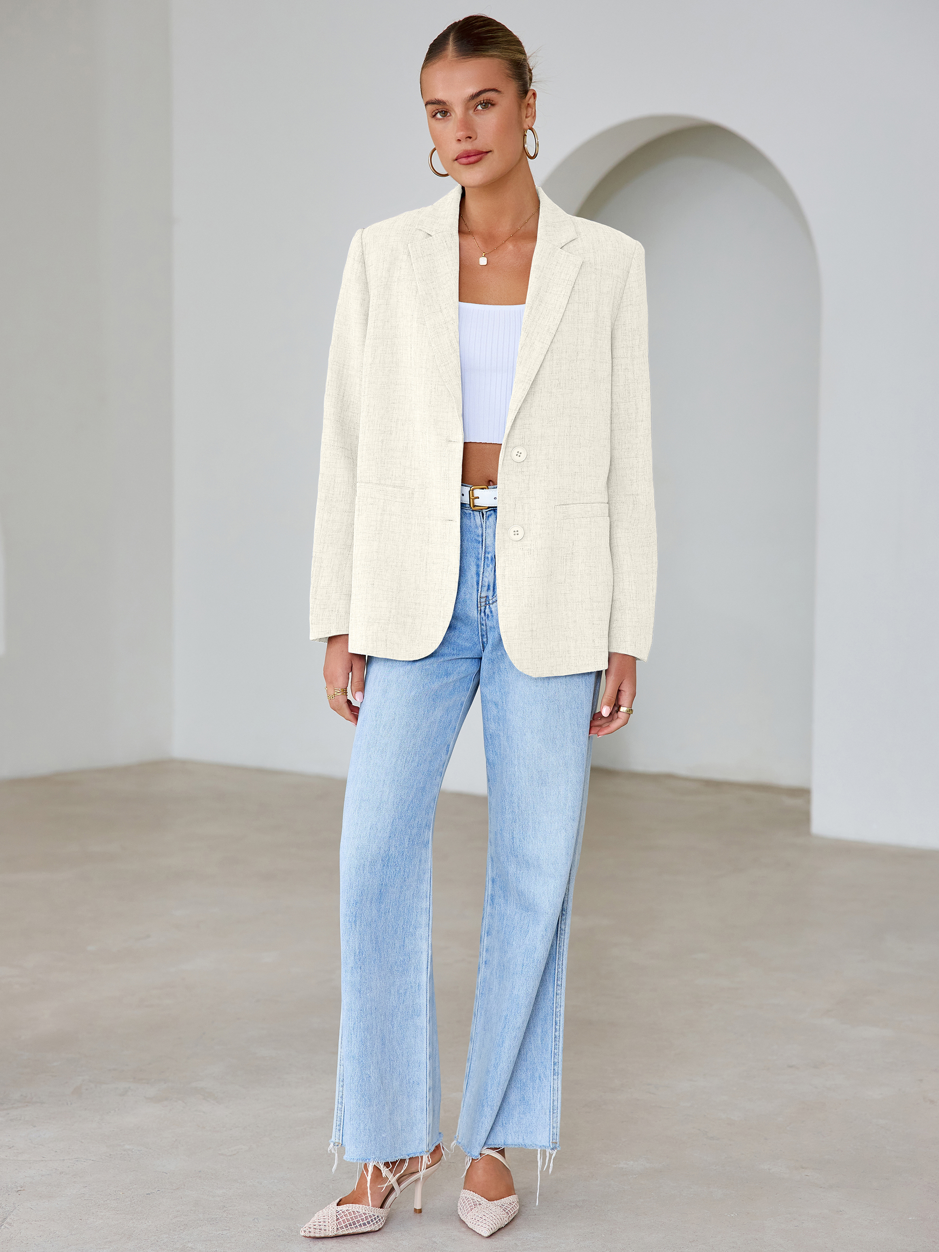 Oversized Textured Professional Blazer Jacket