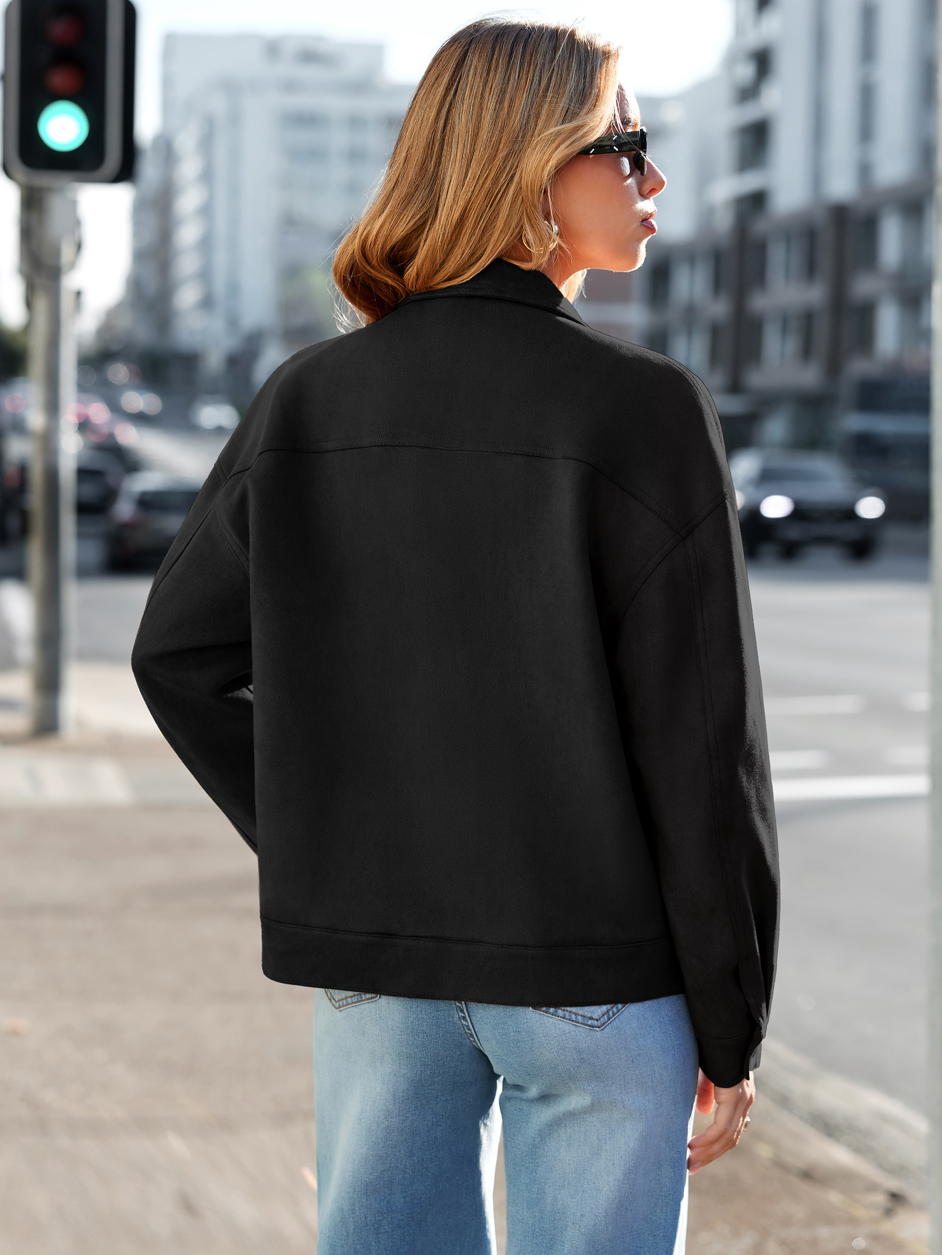 Faux Suede Button Down Cropped Jacket