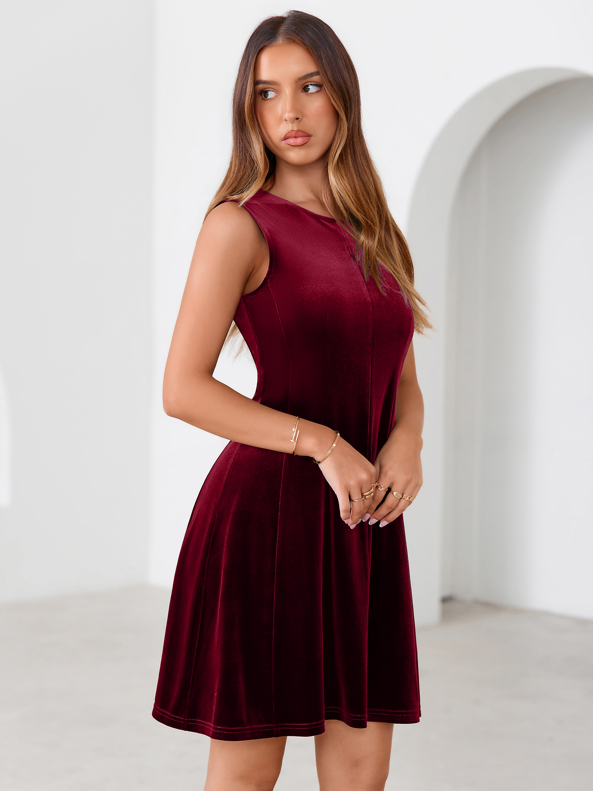 Sleeveless Velvet A Line Cocktail Mini Dress