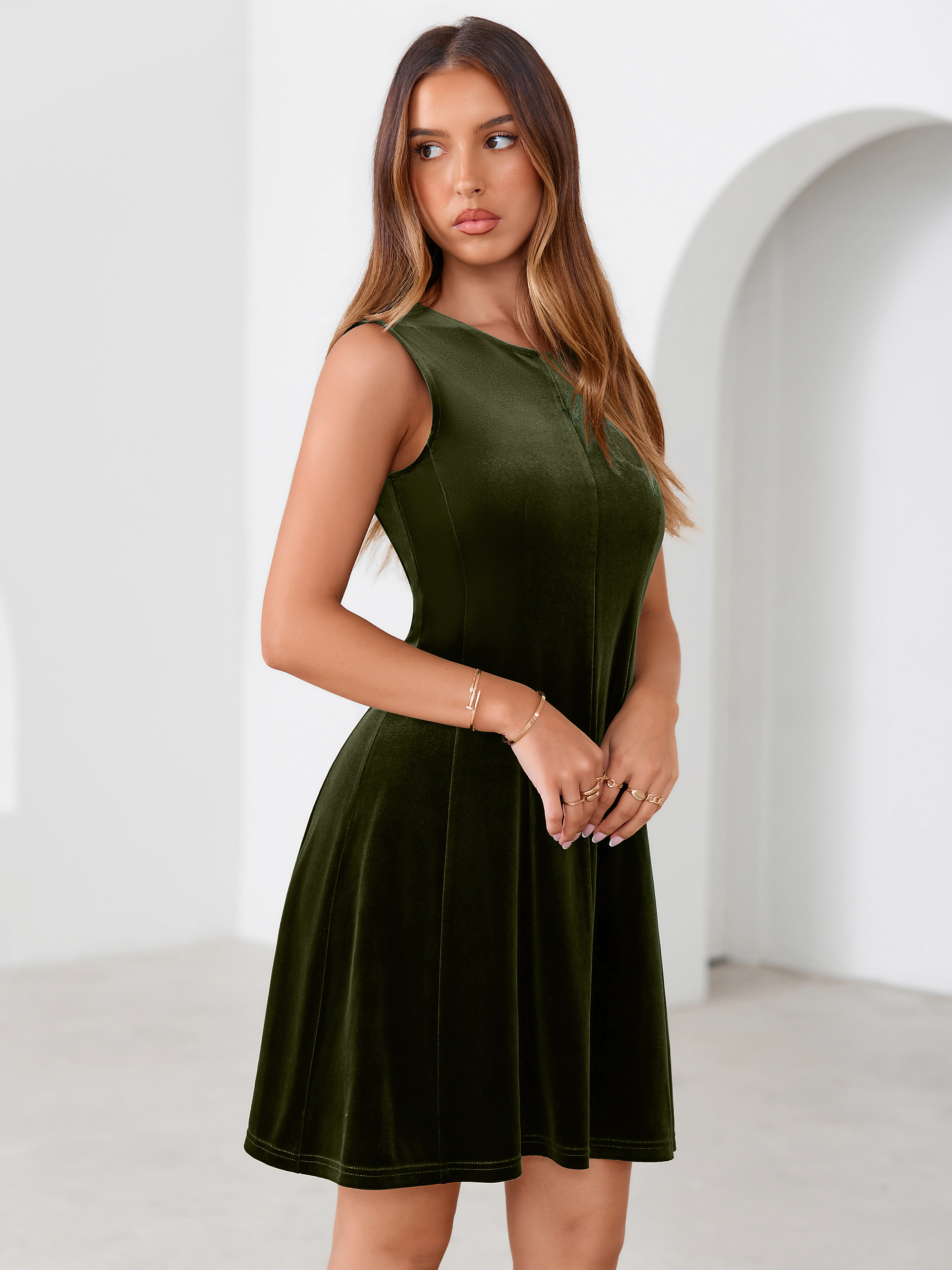 Sleeveless Velvet A Line Cocktail Mini Dress