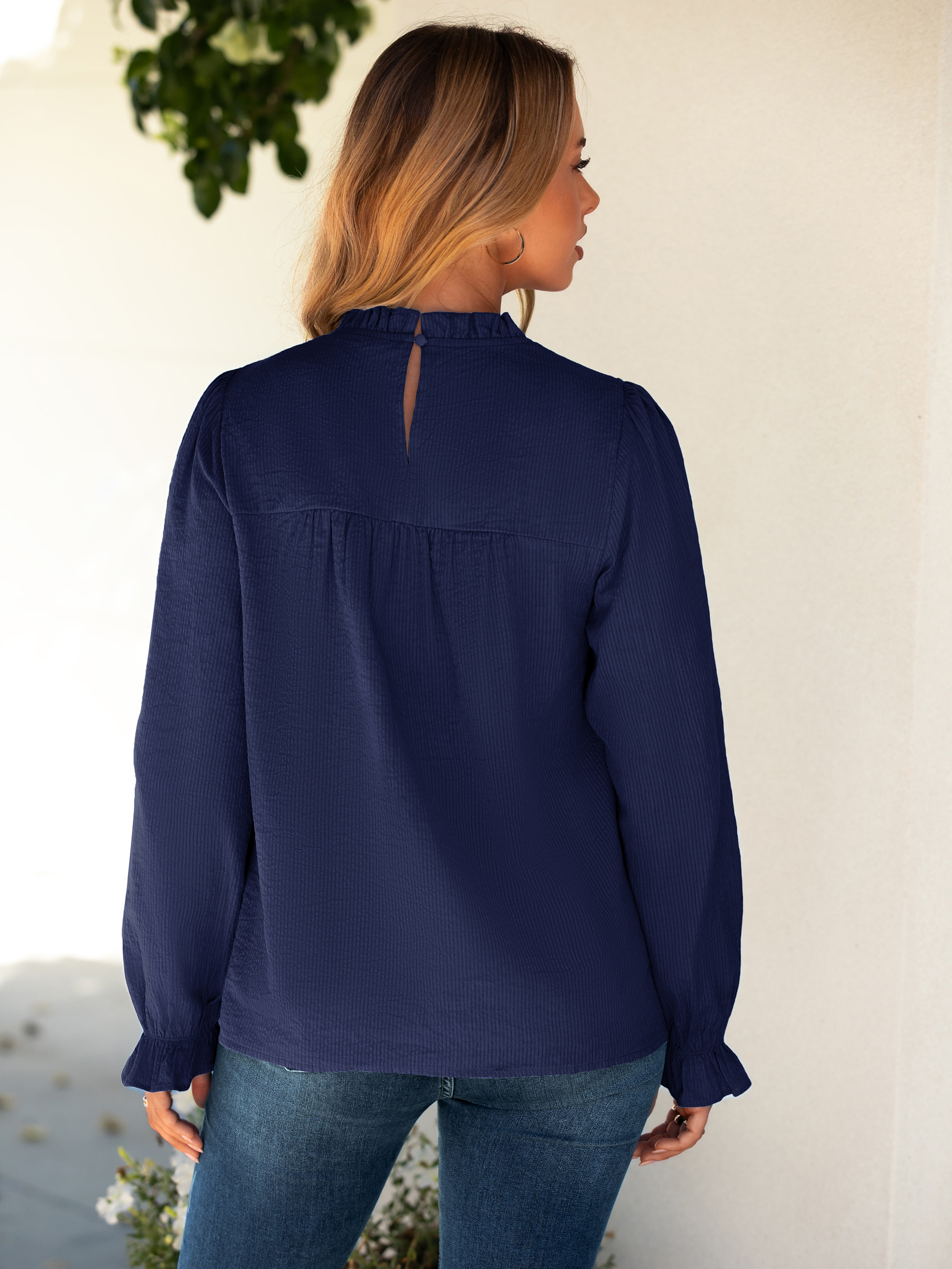 Eyelet Lace Long Sleeve Cotton Blouse