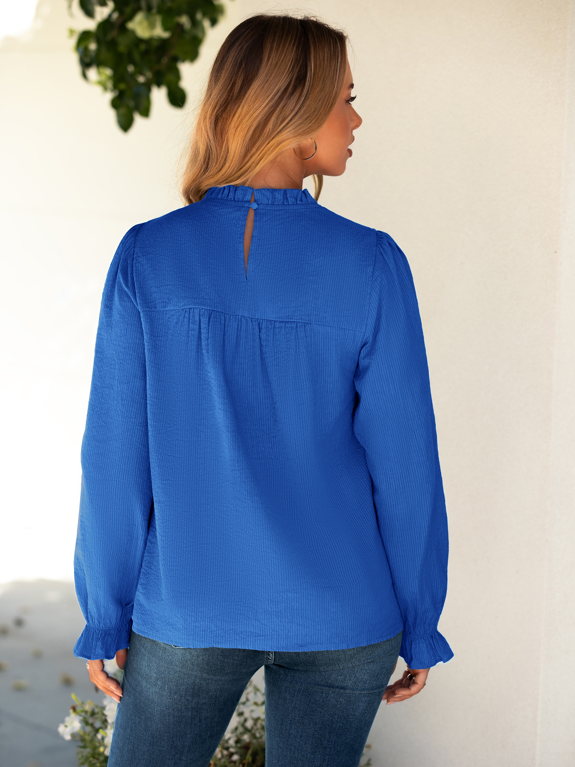 Eyelet Lace Long Sleeve Cotton Blouse