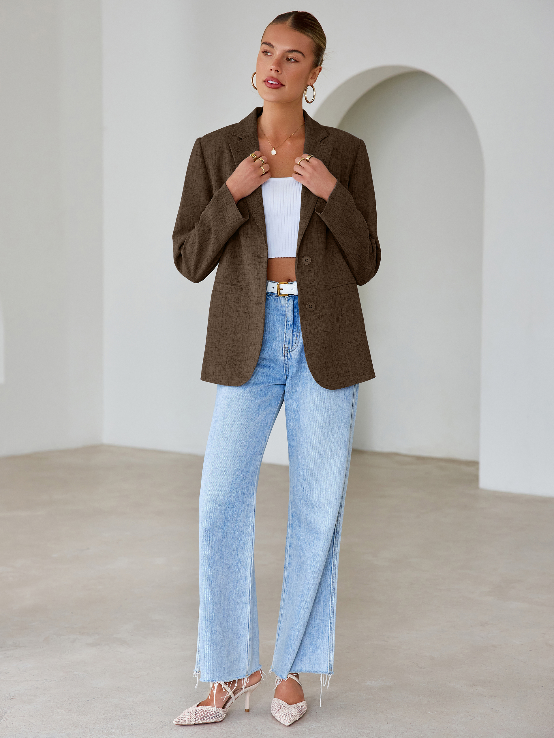 Oversized Textured Professional Blazer Jacket