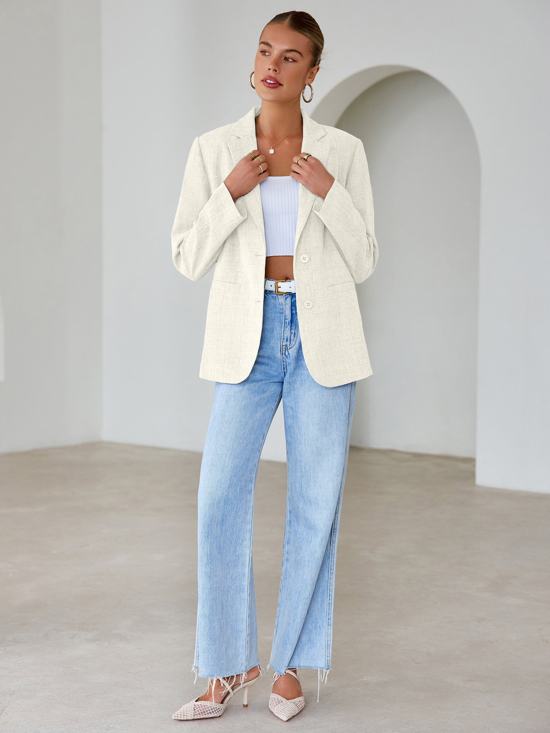 Oversized Textured Professional Blazer Jacket