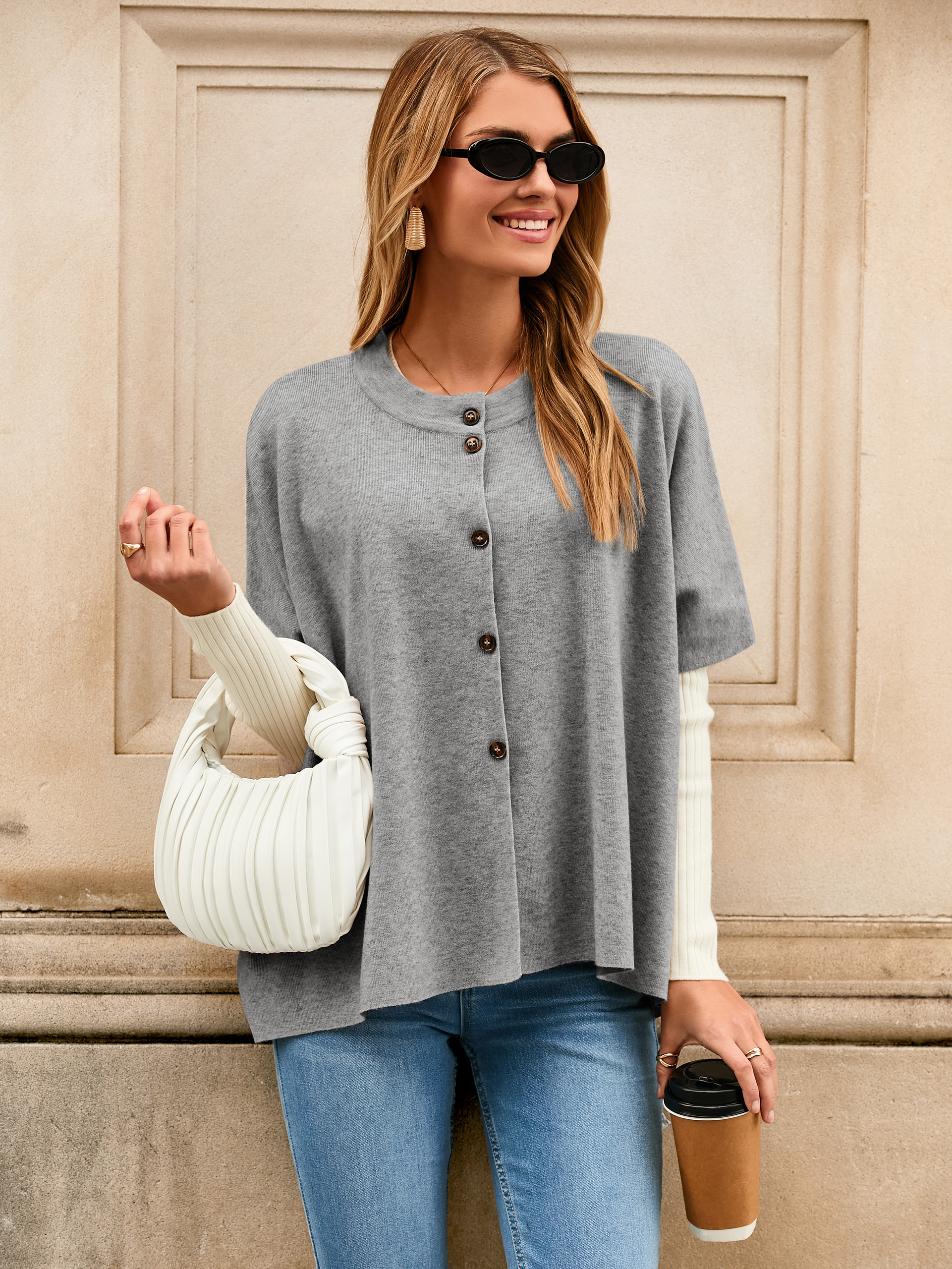 Oversized Batwing Sleeves Knit Cardigan Sweater