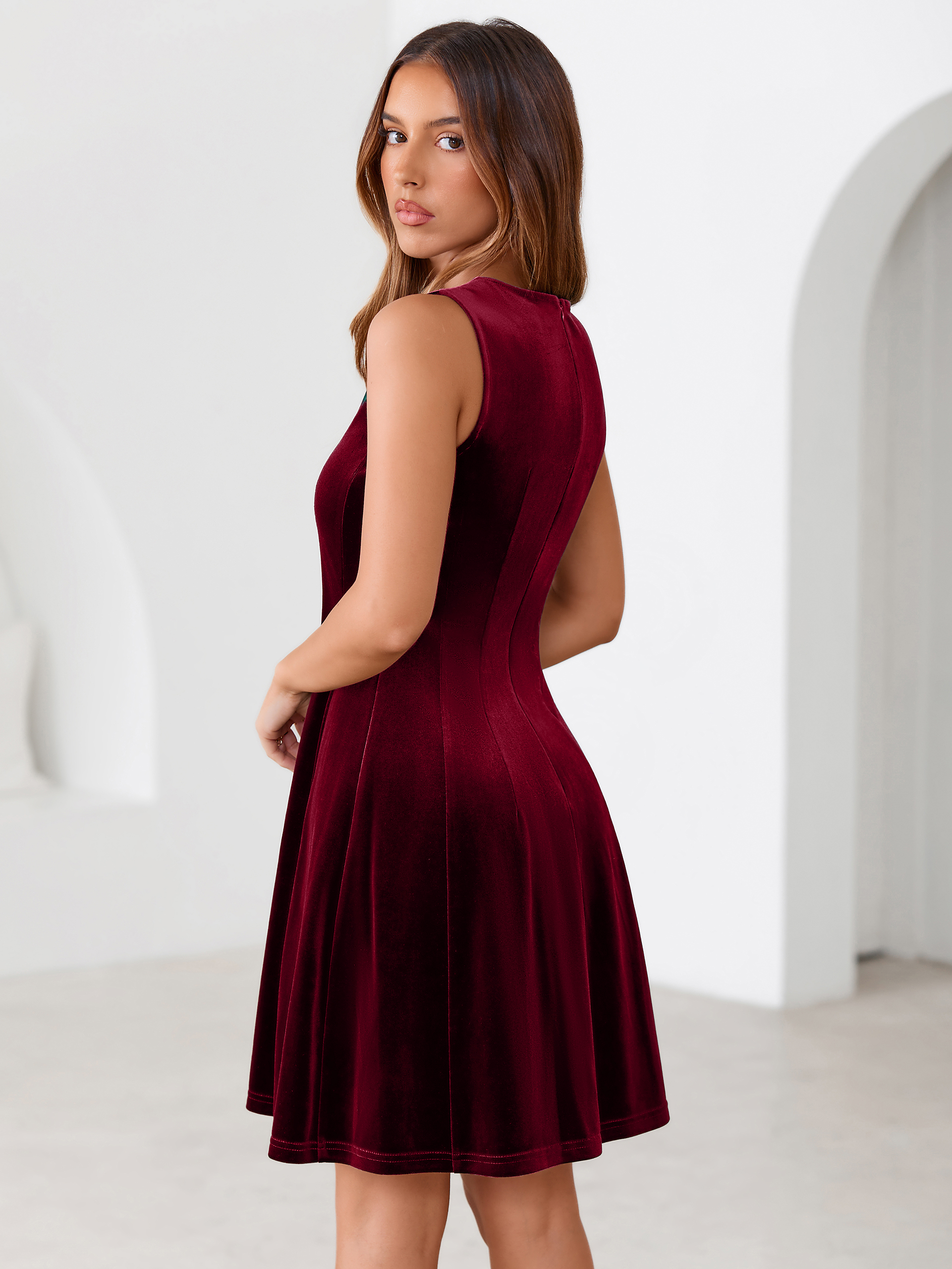 Sleeveless Velvet A Line Cocktail Mini Dress
