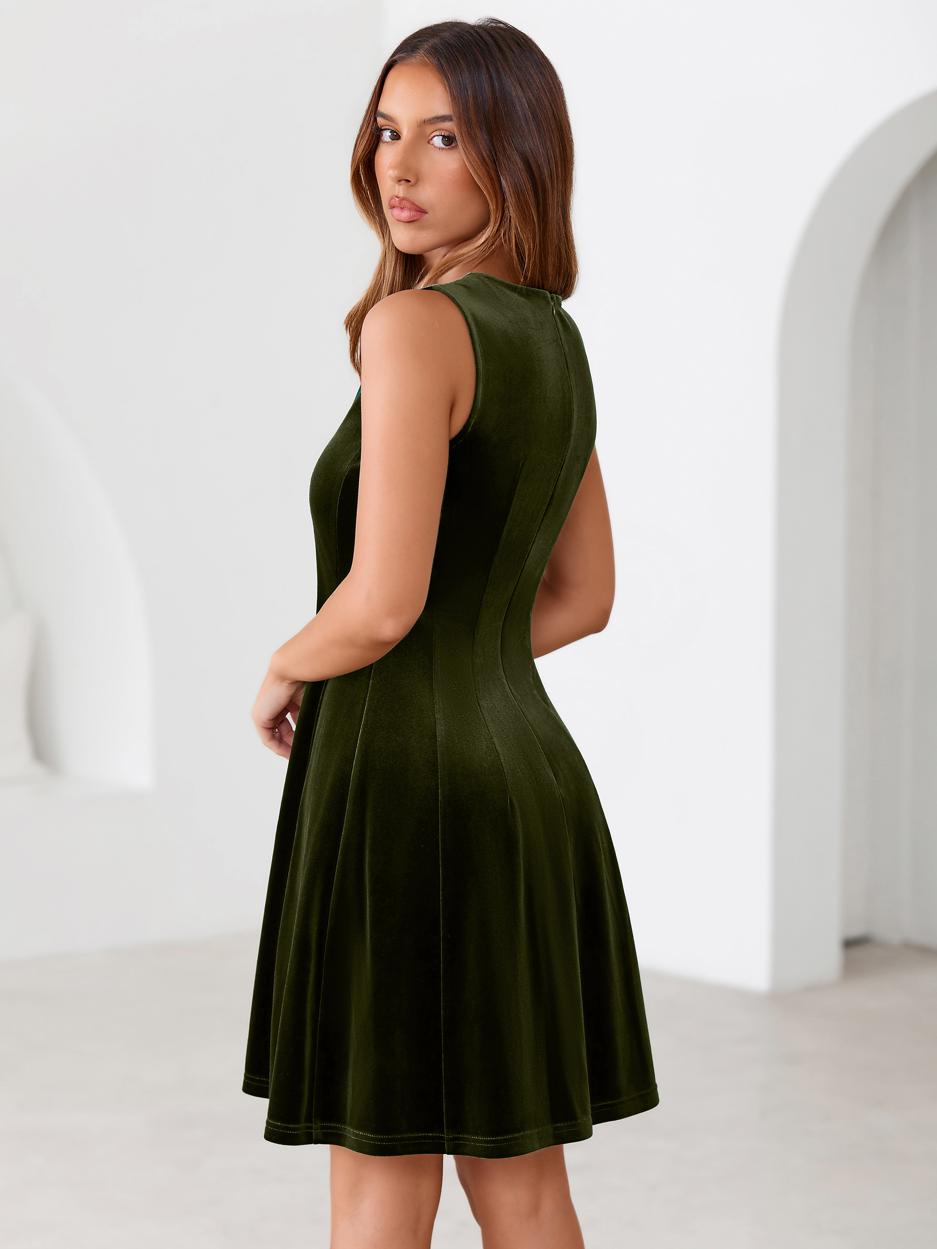 Sleeveless Velvet A Line Cocktail Mini Dress