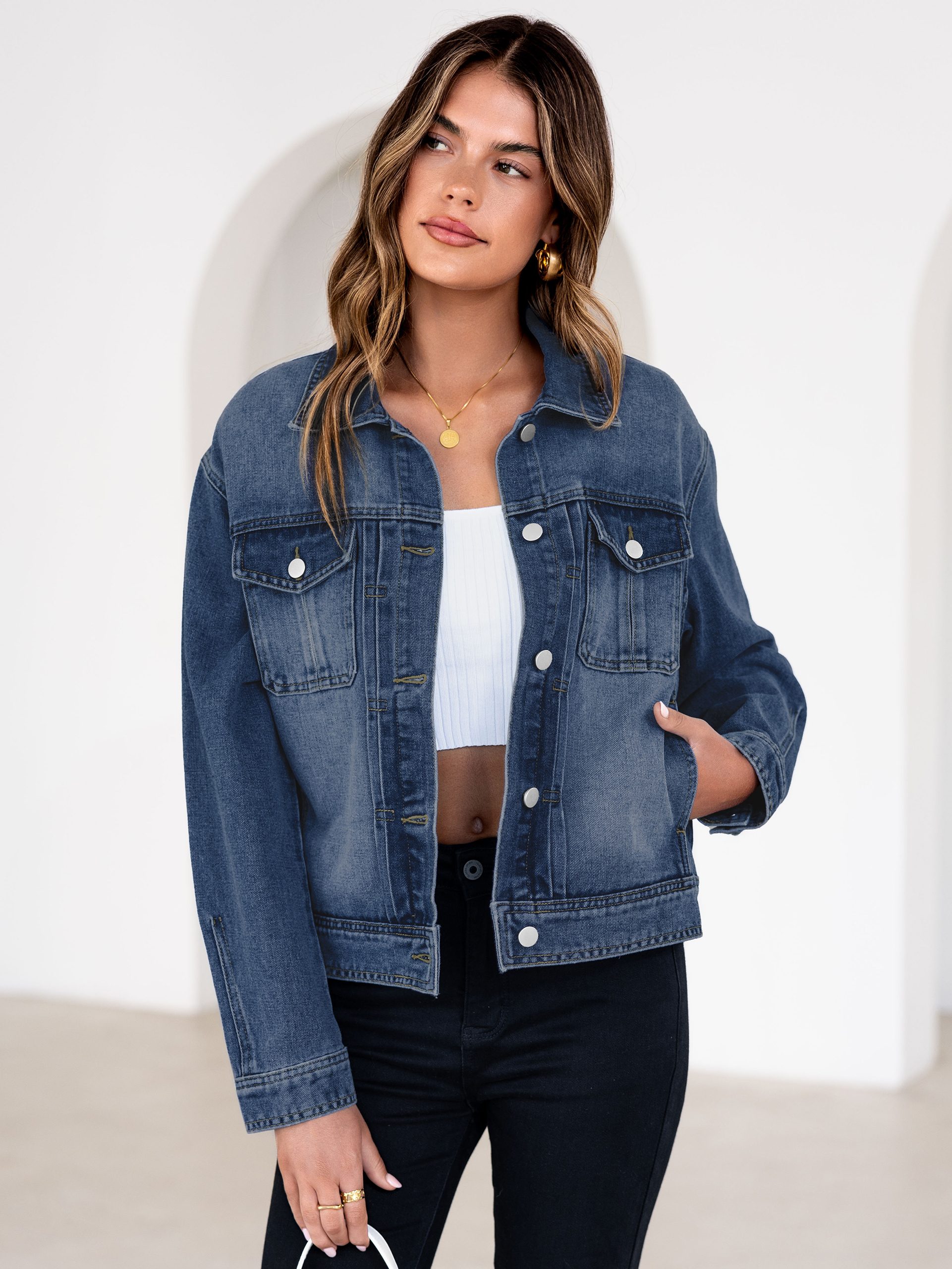 Classic Denim Trucker Jacket with Chest Pockets