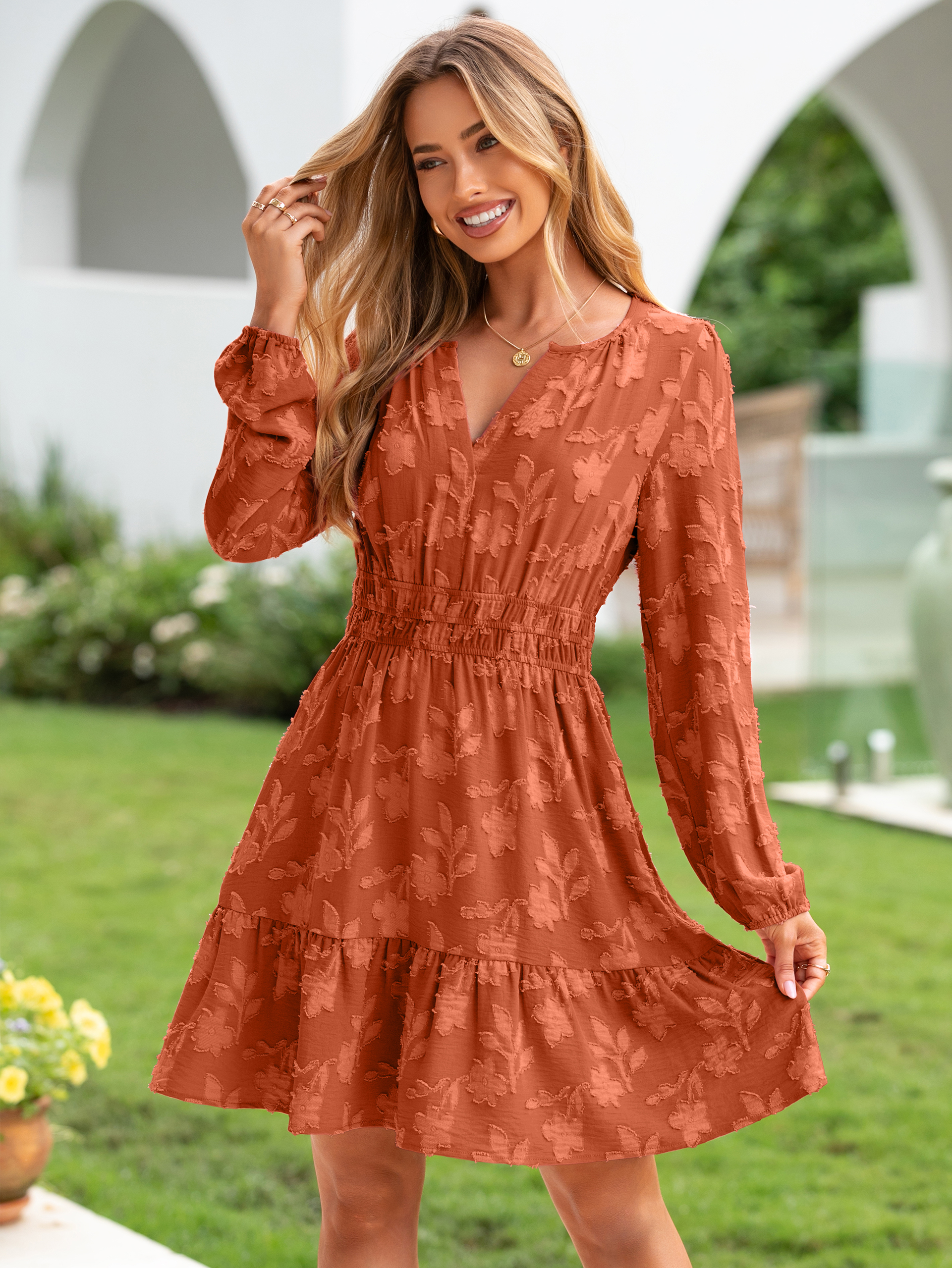 Floral Burnout Babydoll A Line Party Mini Dress