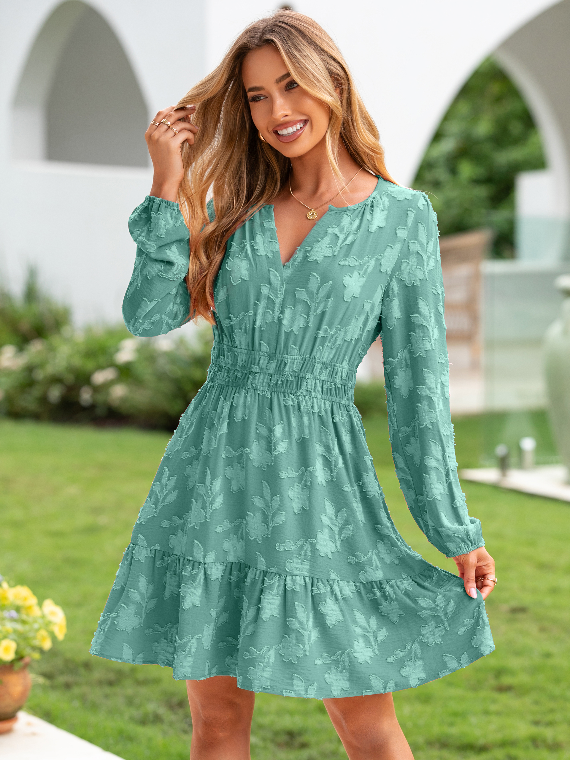 Floral Burnout Babydoll A Line Party Mini Dress