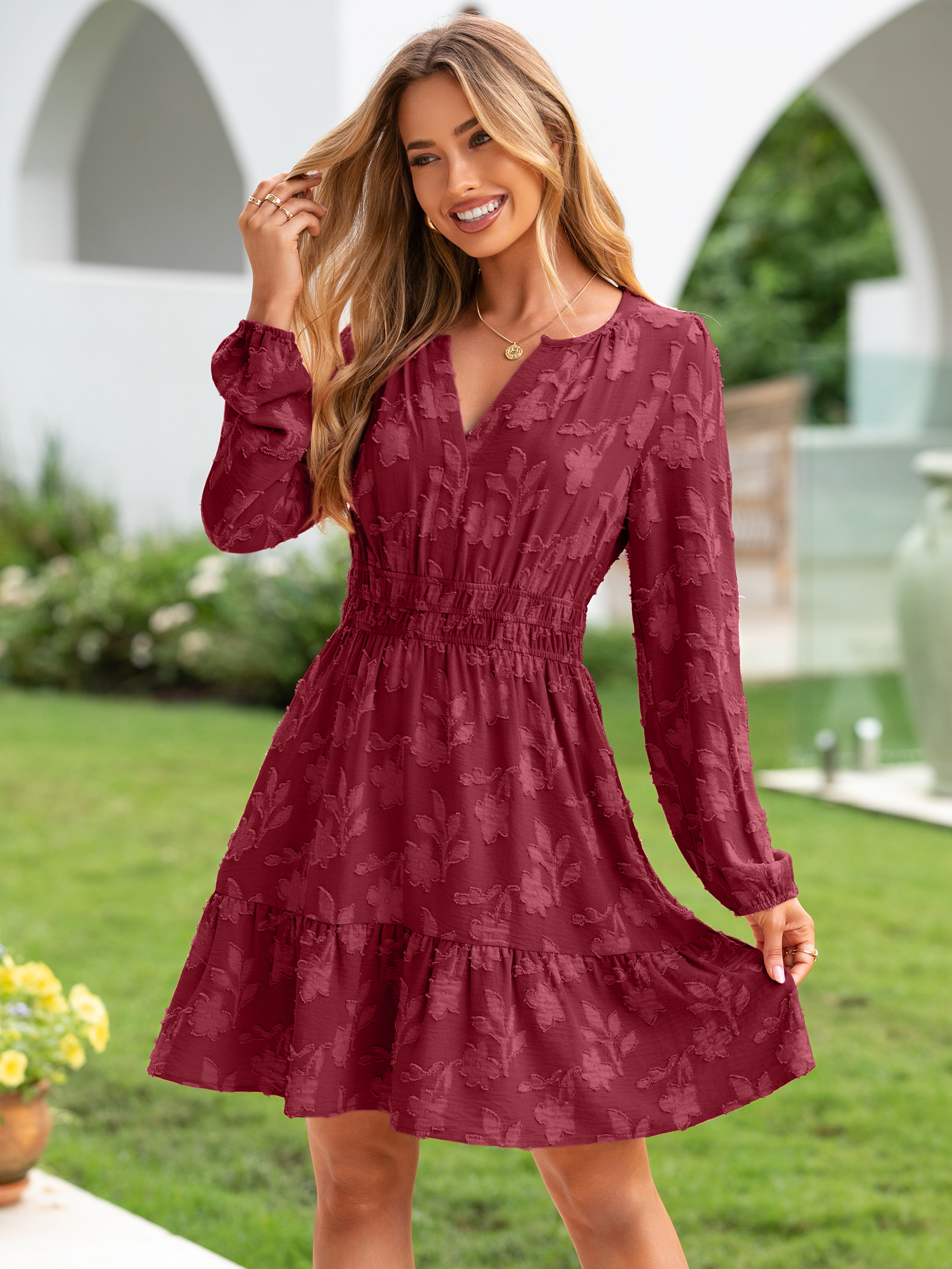 Floral Burnout Babydoll A Line Party Mini Dress