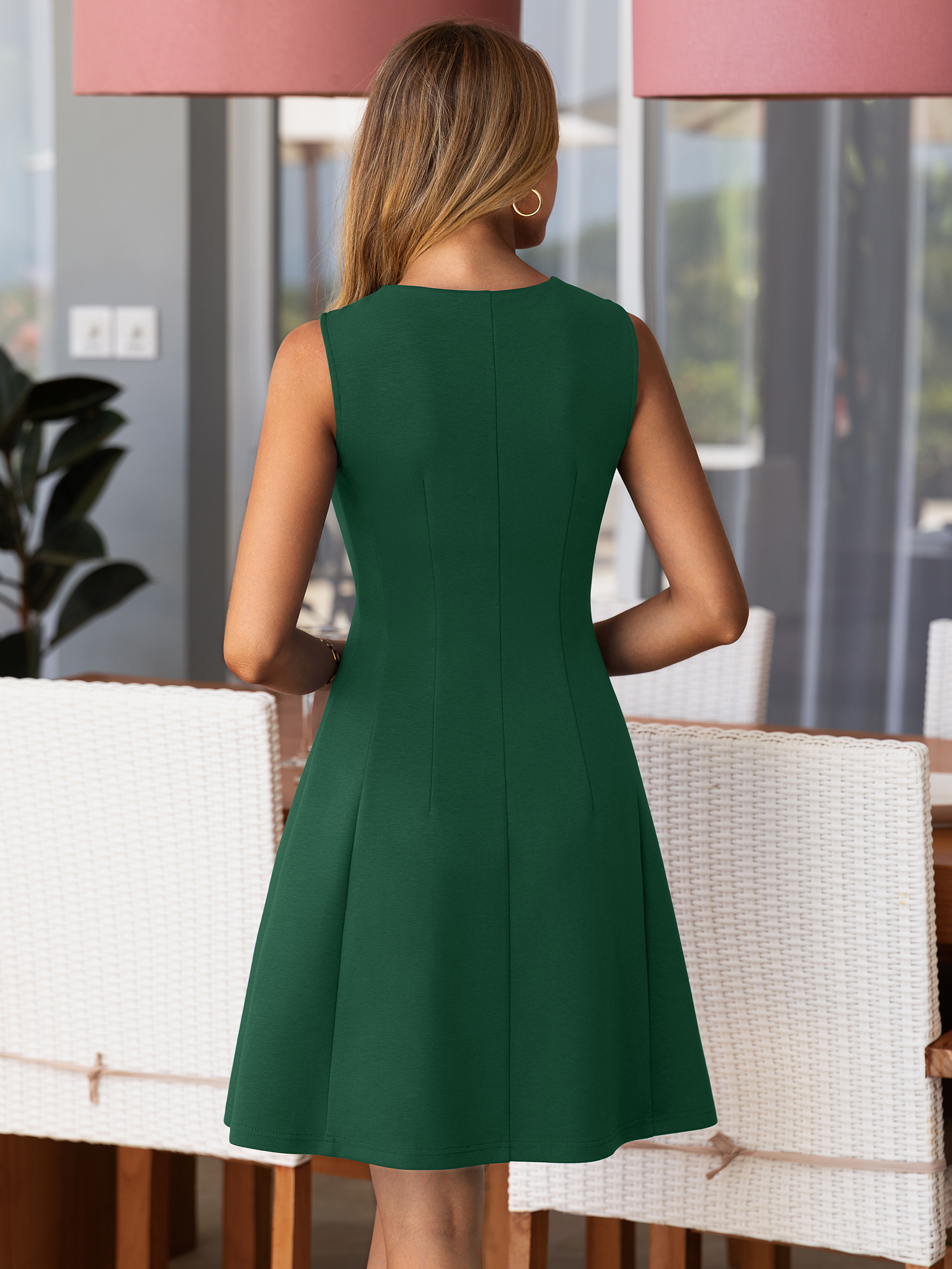 Zip Front Sleeveless A Line Cocktail Dress