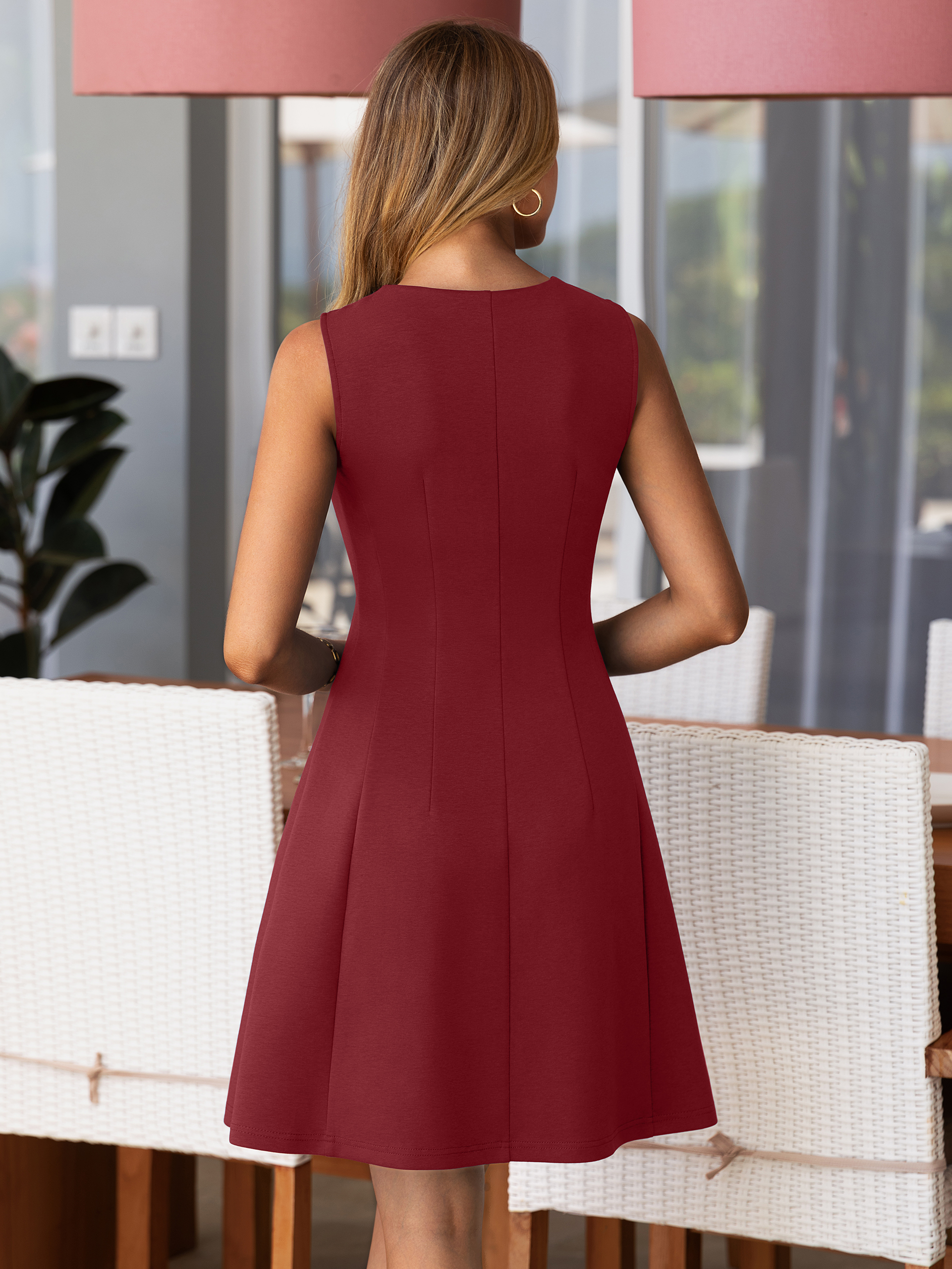 Zip Front Sleeveless A Line Cocktail Dress