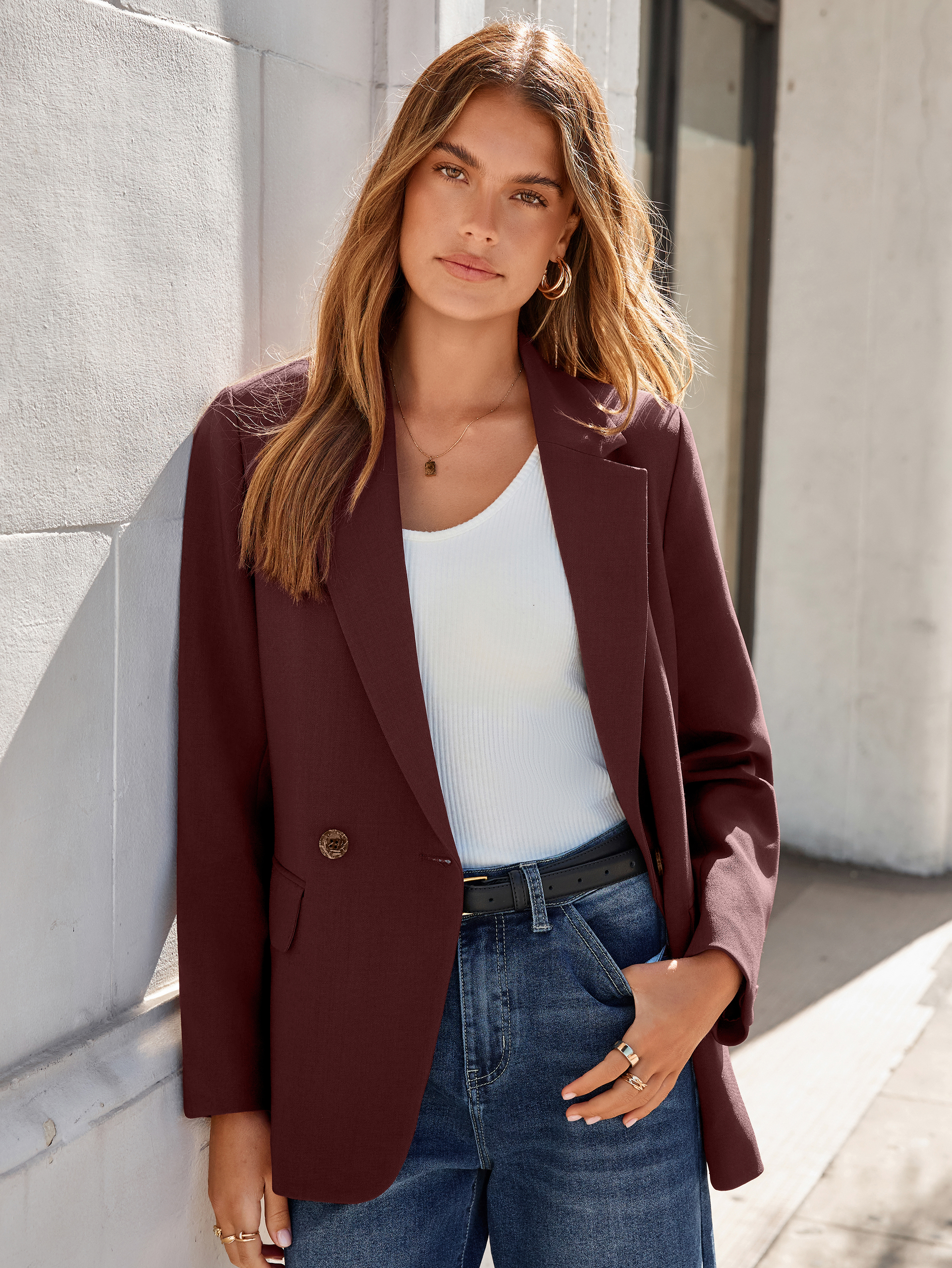Double Breasted Loose Fit Blazer Jacket