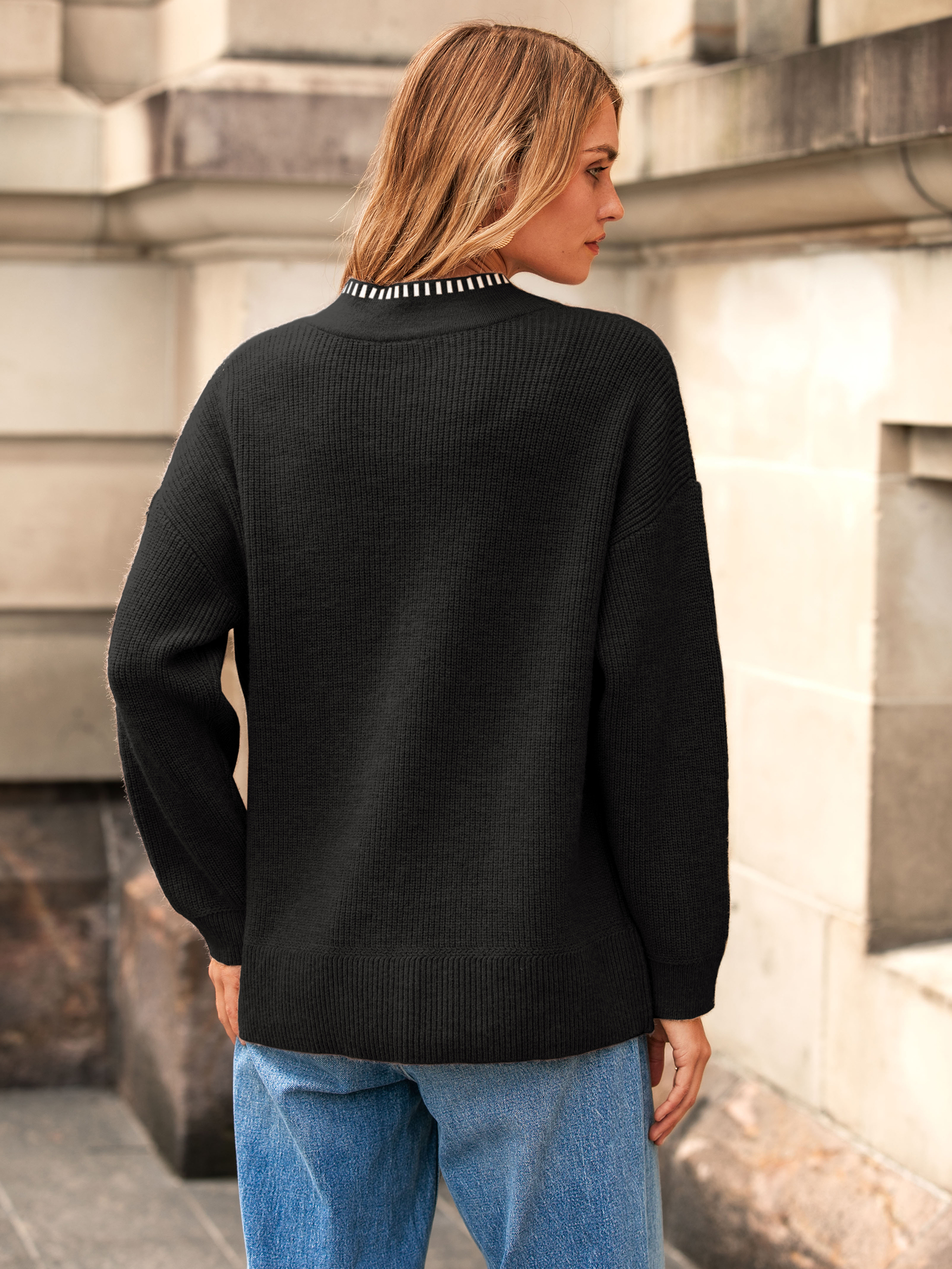 V-Neck Button Up Chunky Oversized Crochet Cardigan