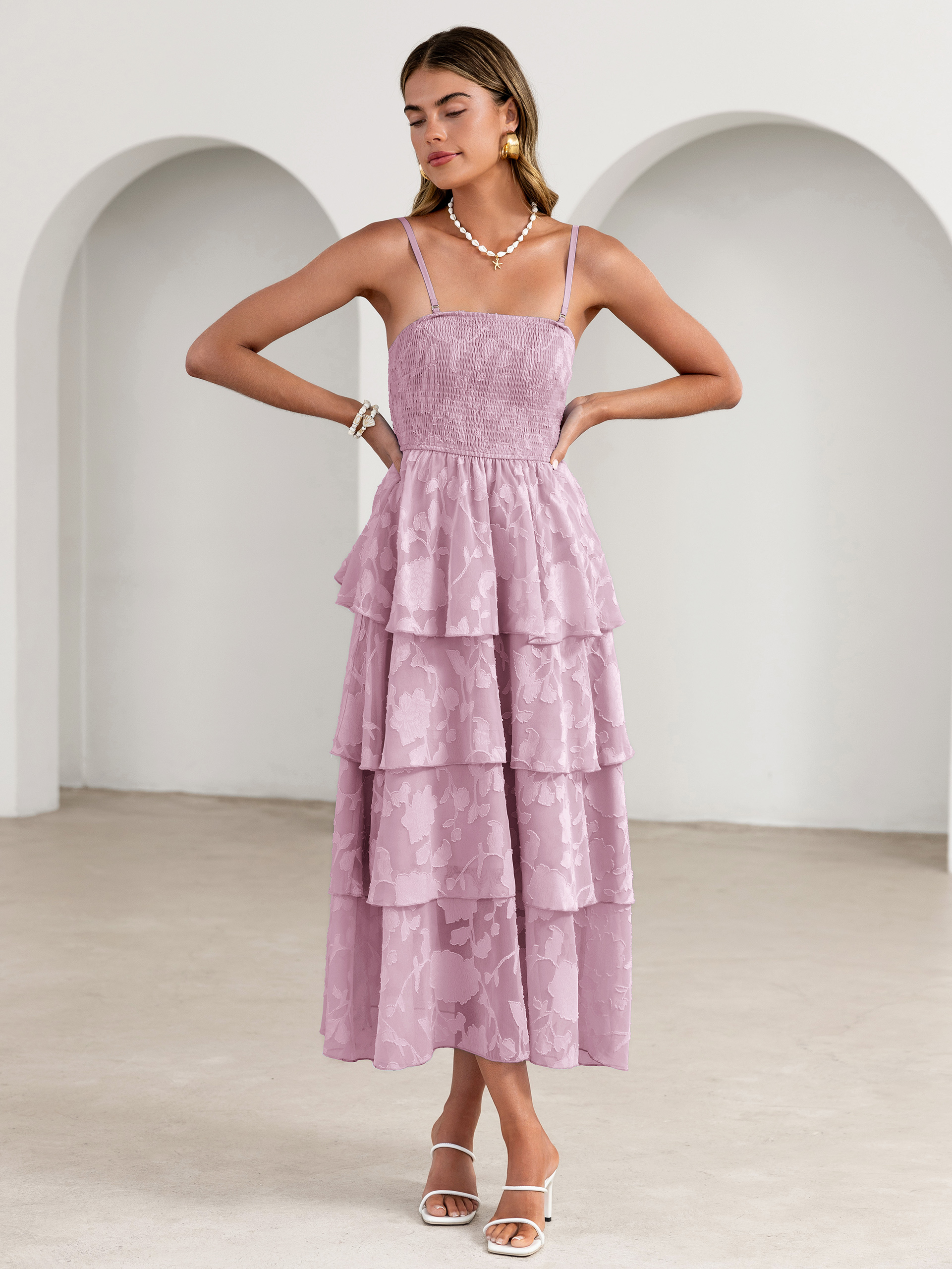 Floral Strapless Smocked Tiered Maxi Dress