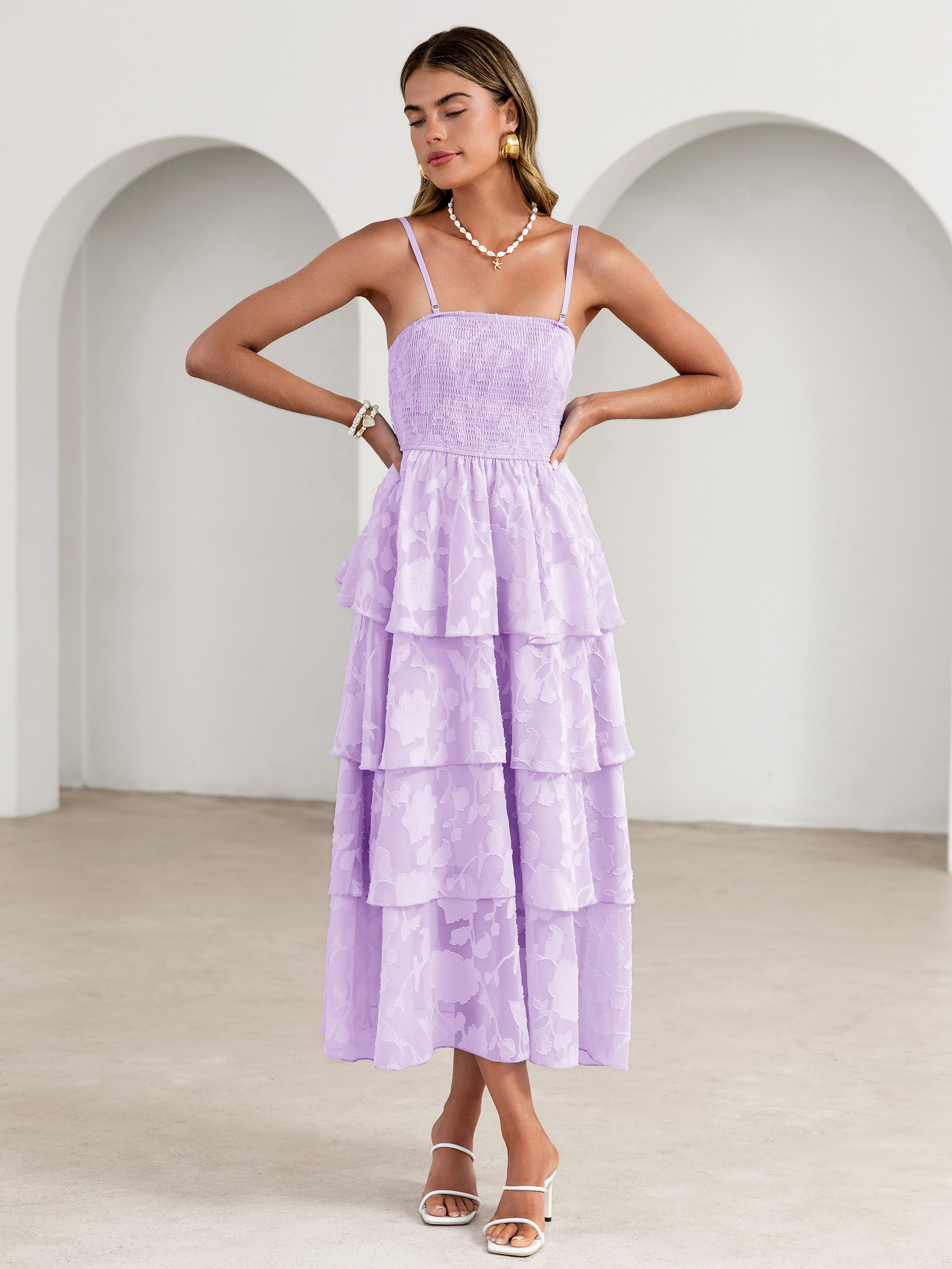 Floral Strapless Smocked Tiered Maxi Dress