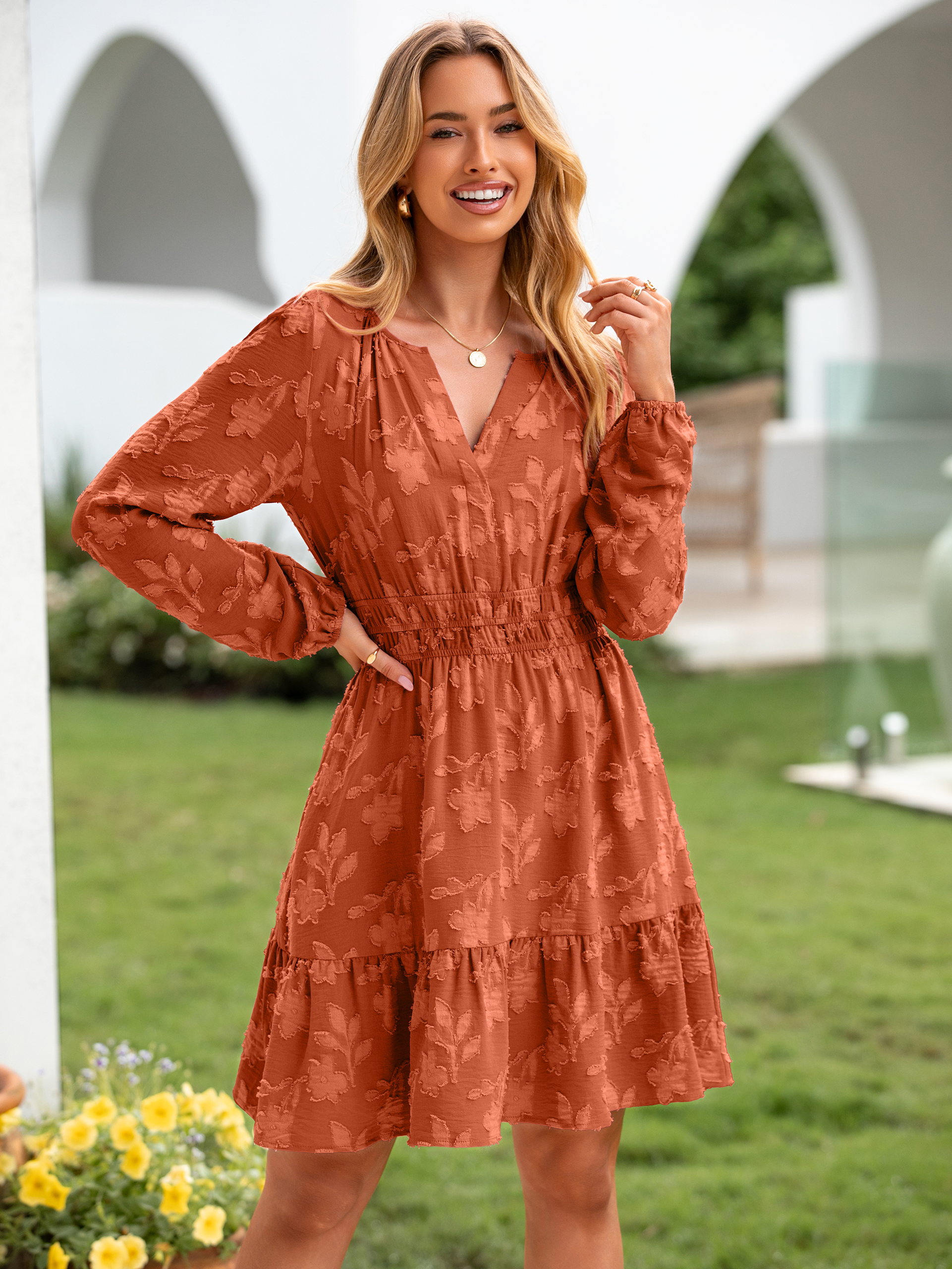 Floral Burnout Babydoll A Line Party Mini Dress