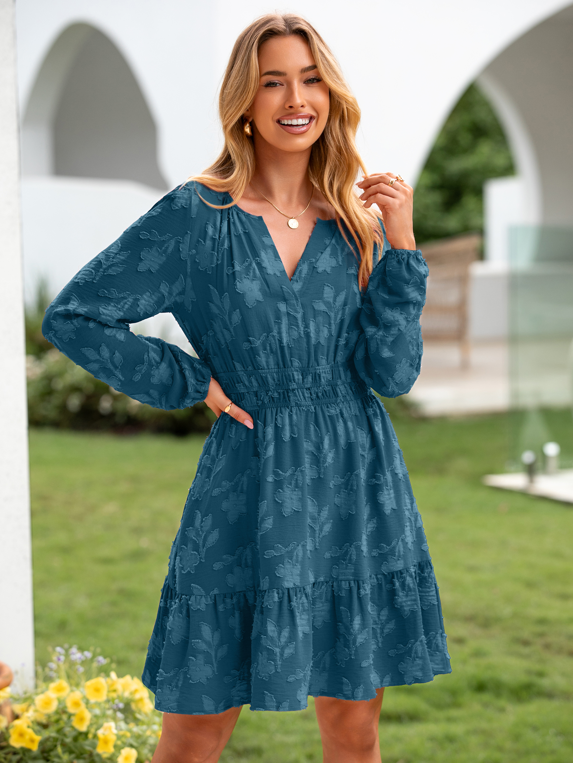 Floral Burnout Babydoll A Line Party Mini Dress