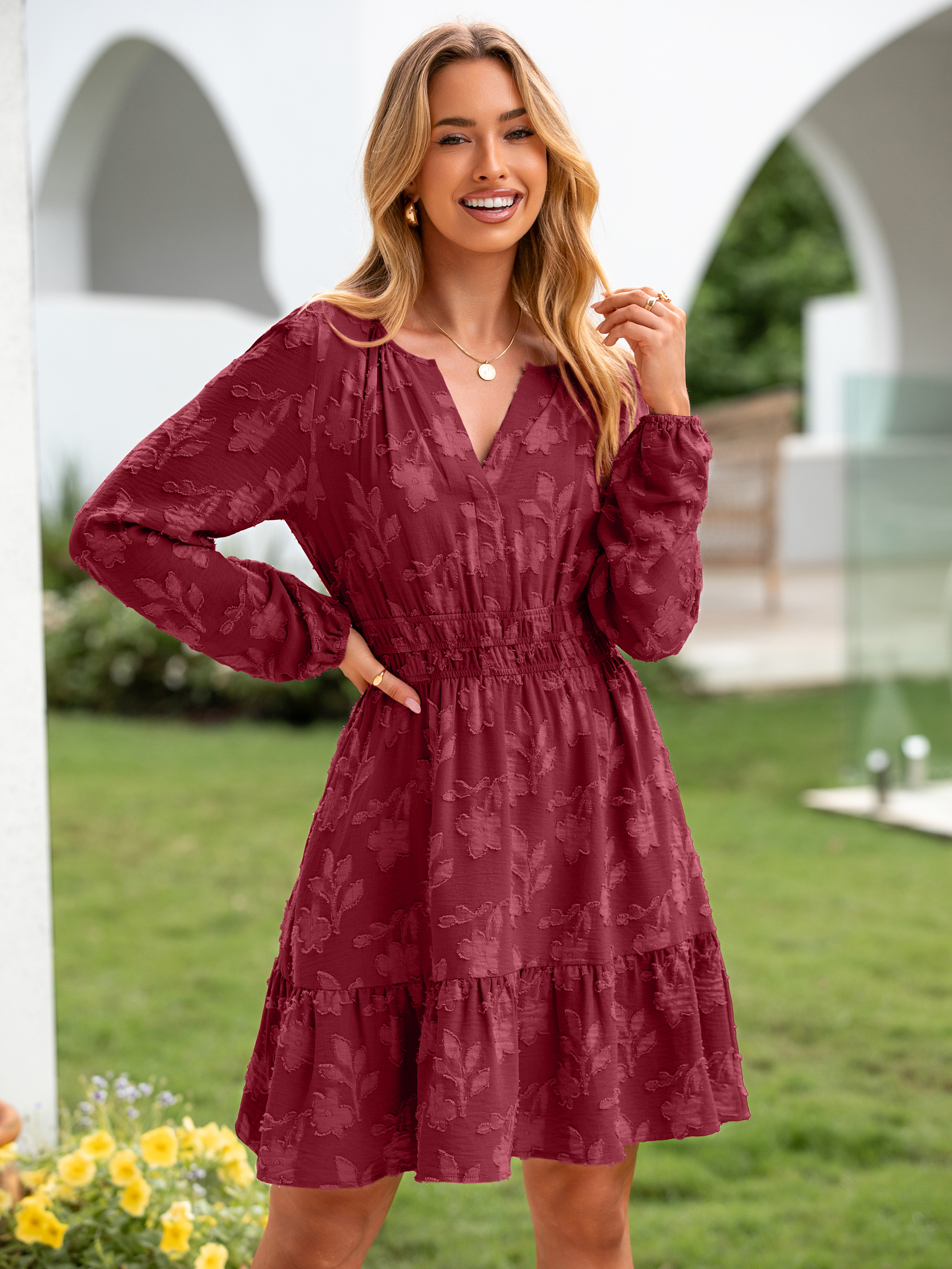 Floral Burnout Babydoll A Line Party Mini Dress