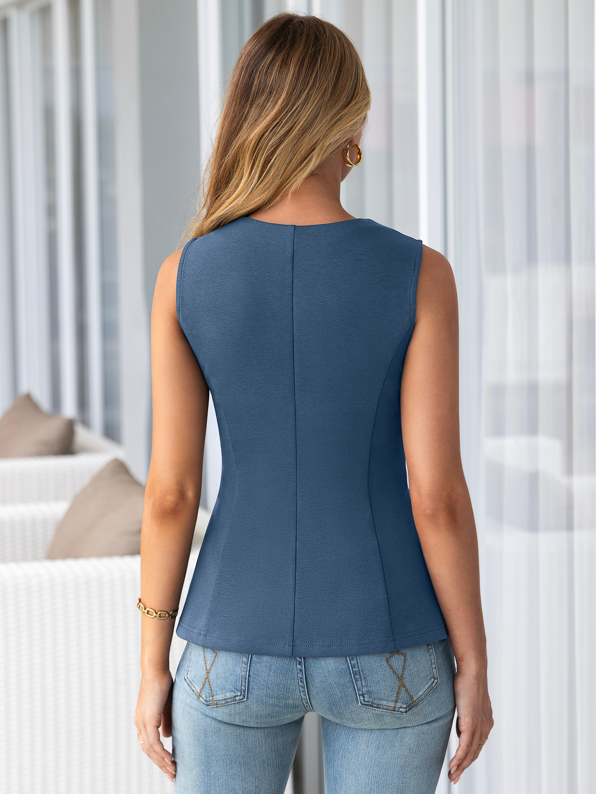 Sleeveless Zip Front Peplum Top with Fit and Flare Hem