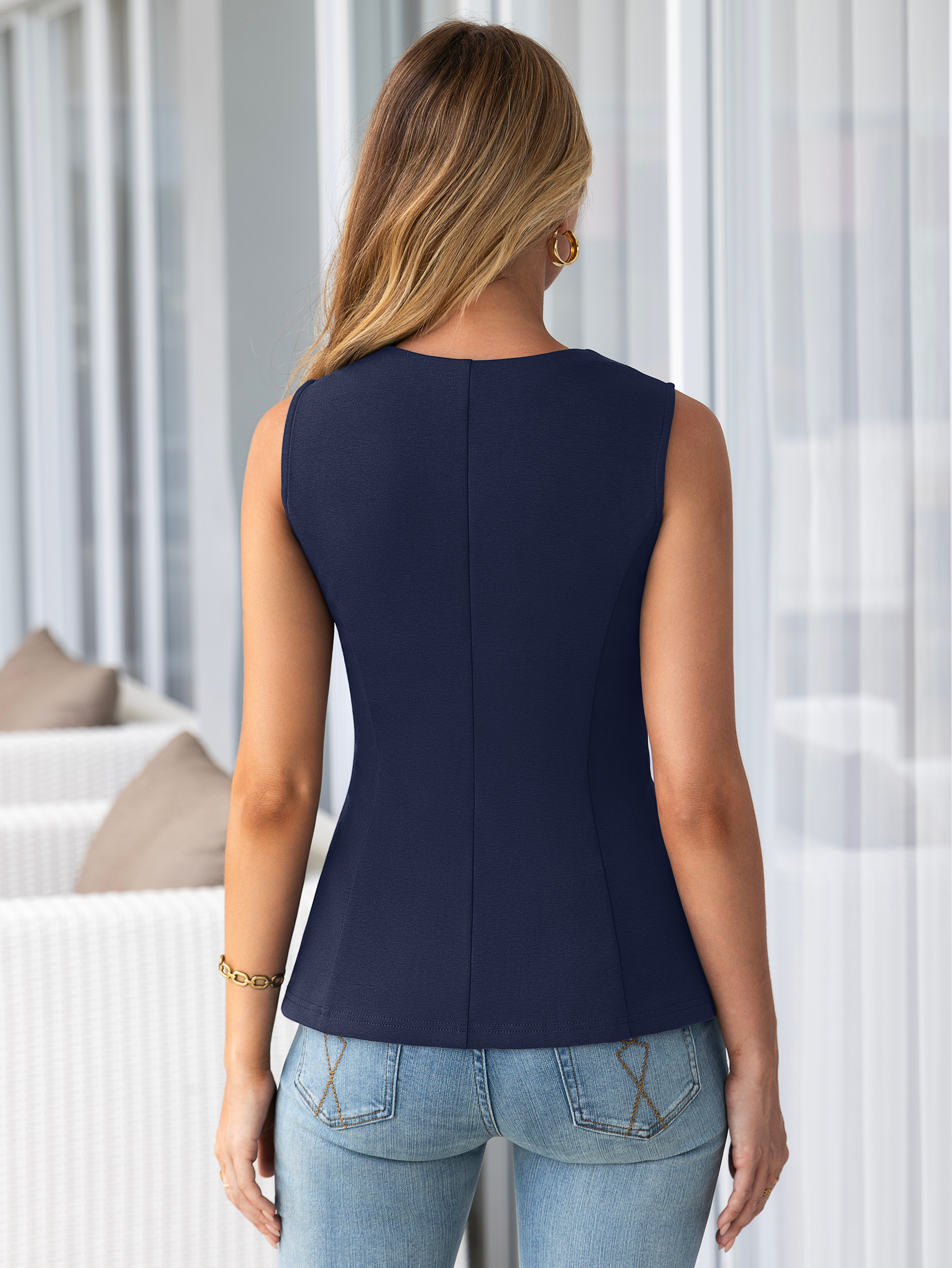 Sleeveless Zip Front Peplum Top with Fit and Flare Hem