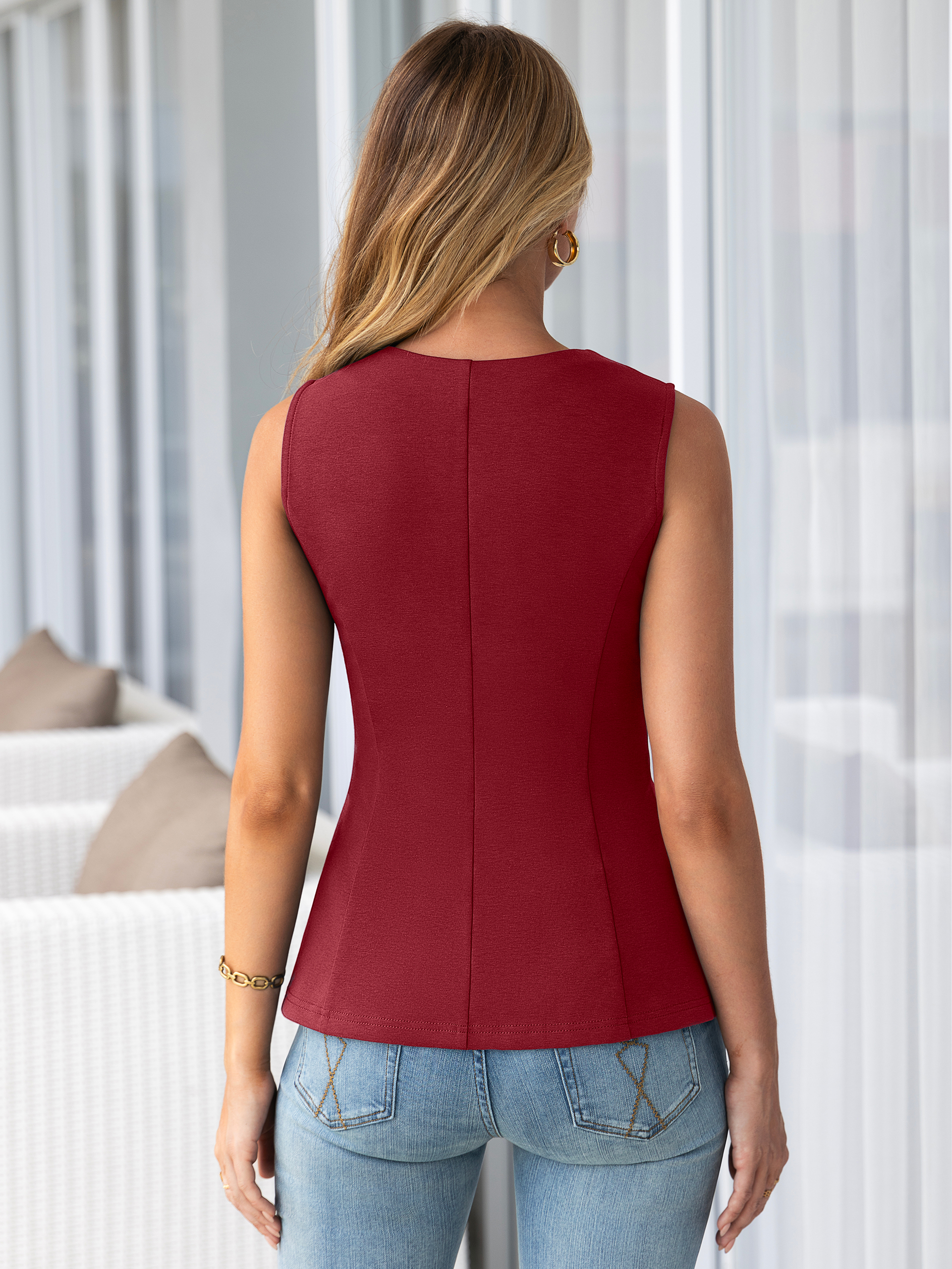 Sleeveless Zip Front Peplum Top with Fit and Flare Hem