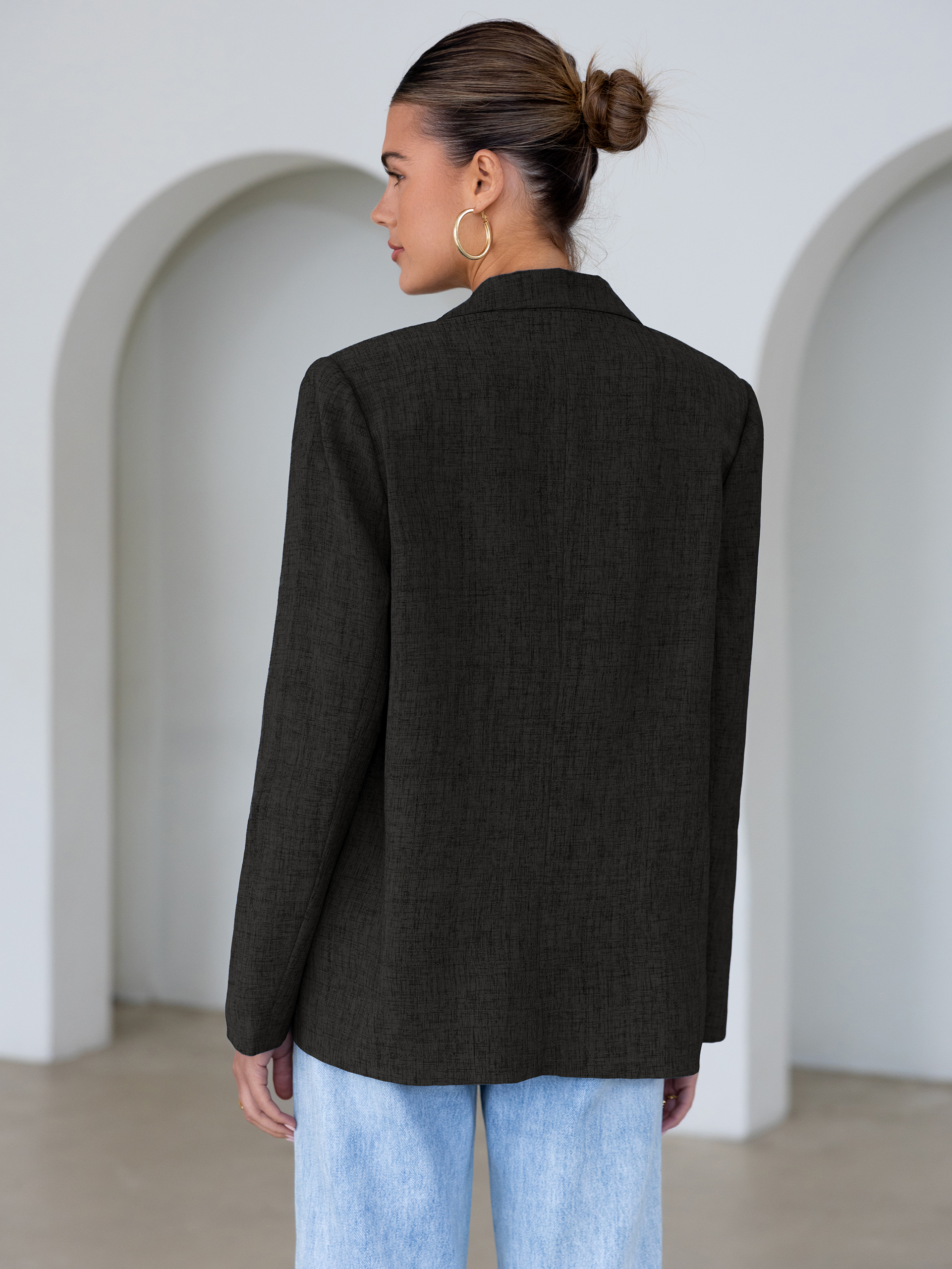 Oversized Textured Professional Blazer Jacket