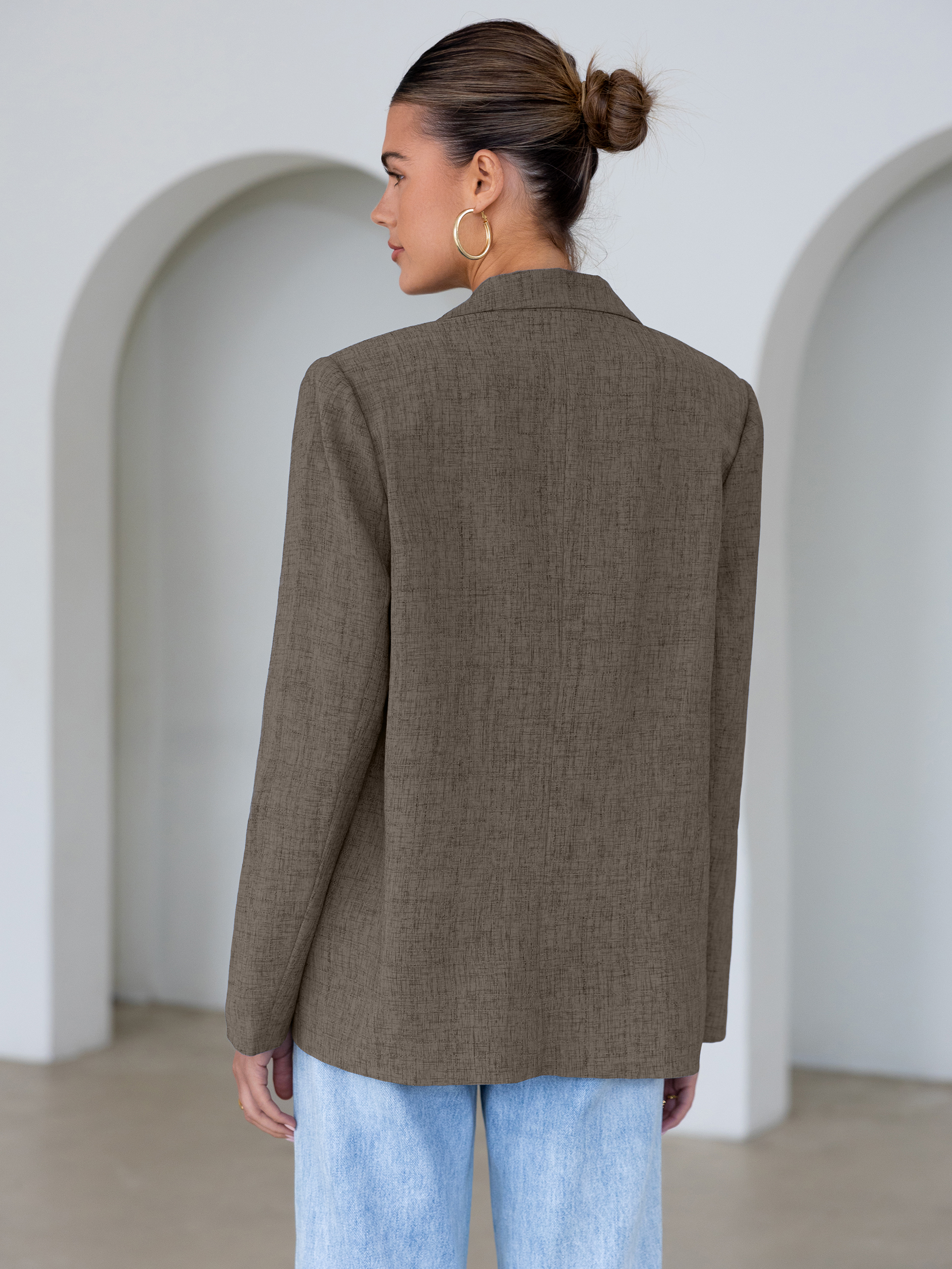 Oversized Textured Professional Blazer Jacket