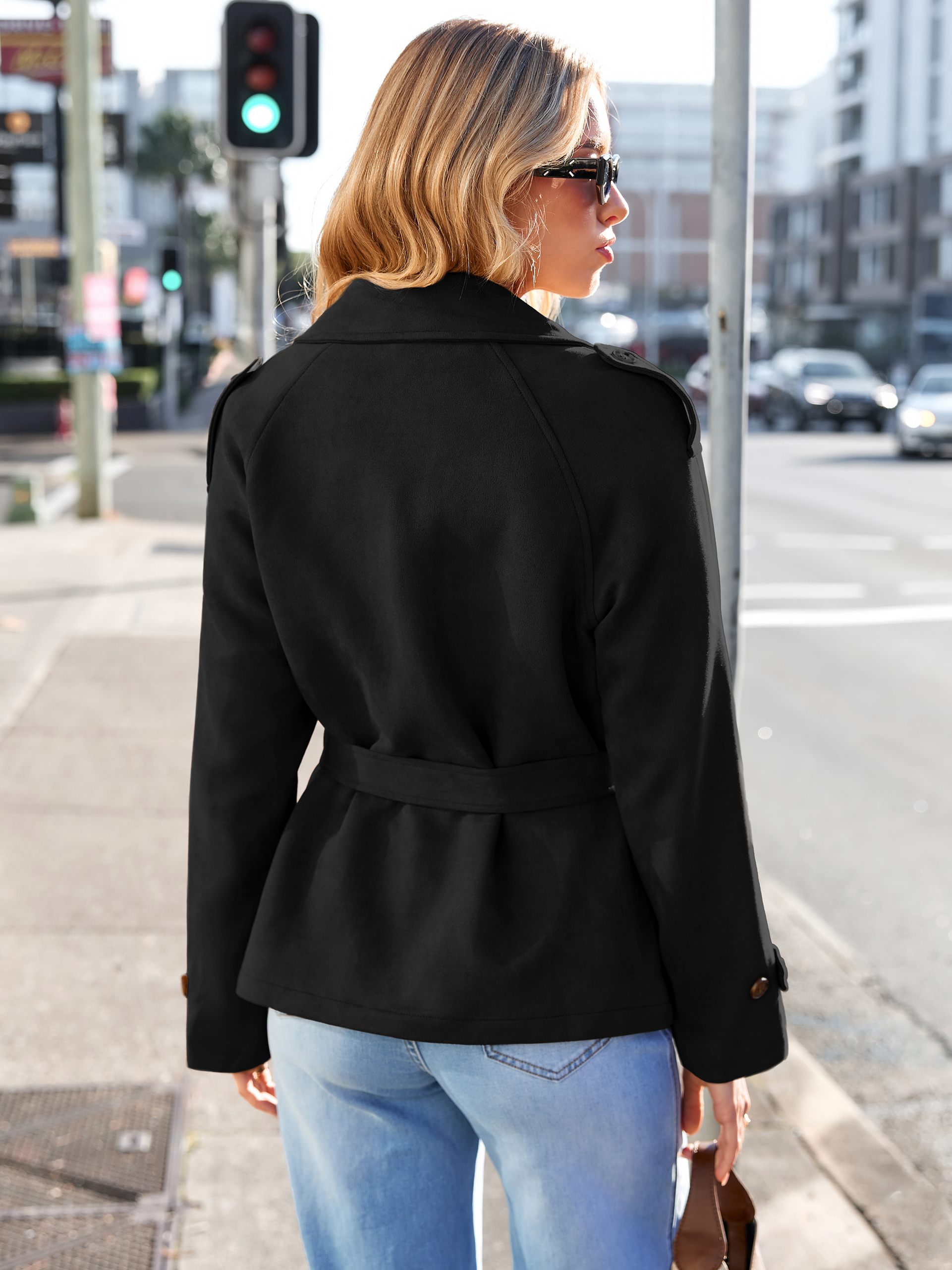 Classic Lapel Belted Faux Suede Trench Jacket