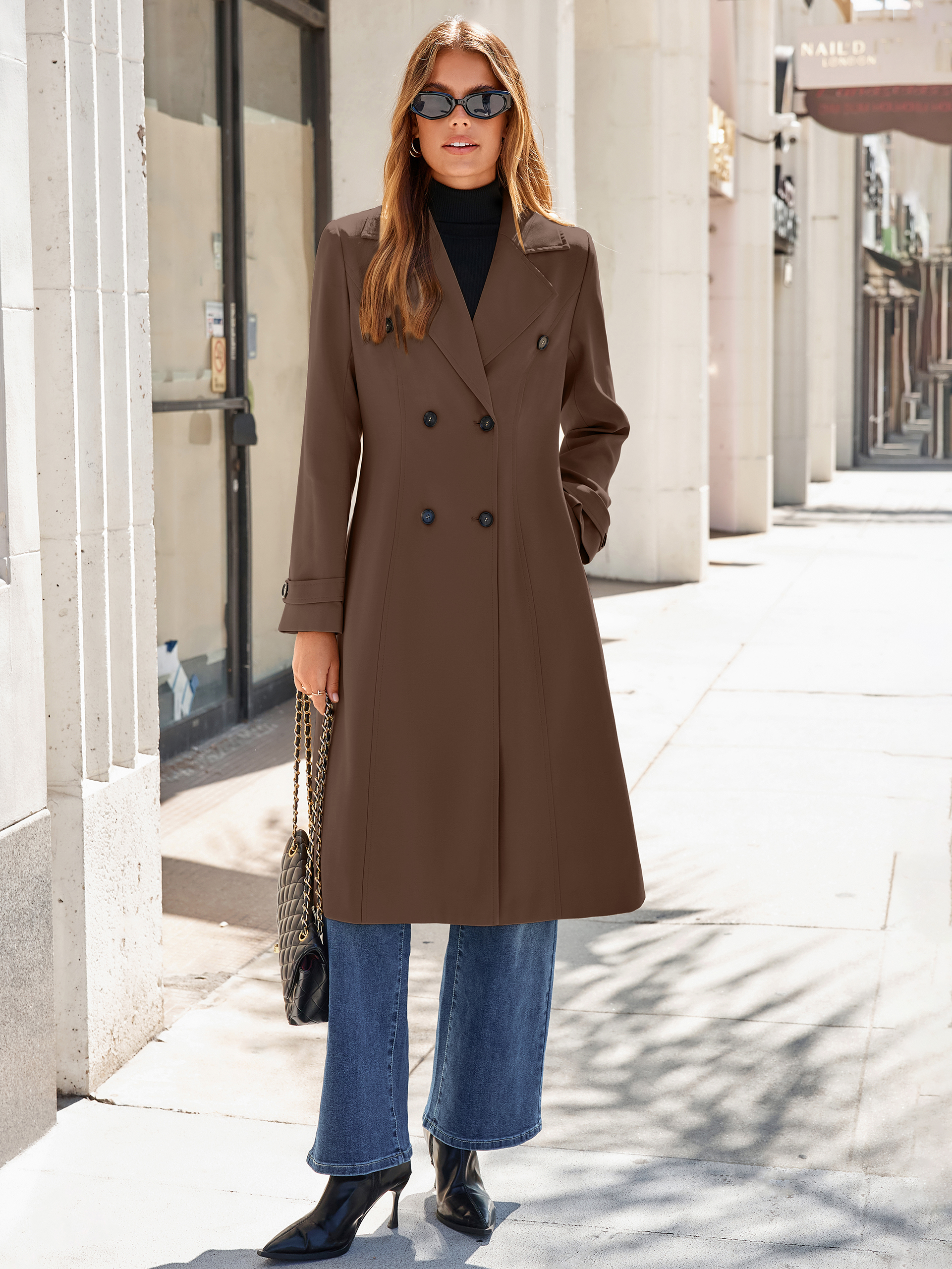 Oversized Double-Breasted Long Trench Coat
