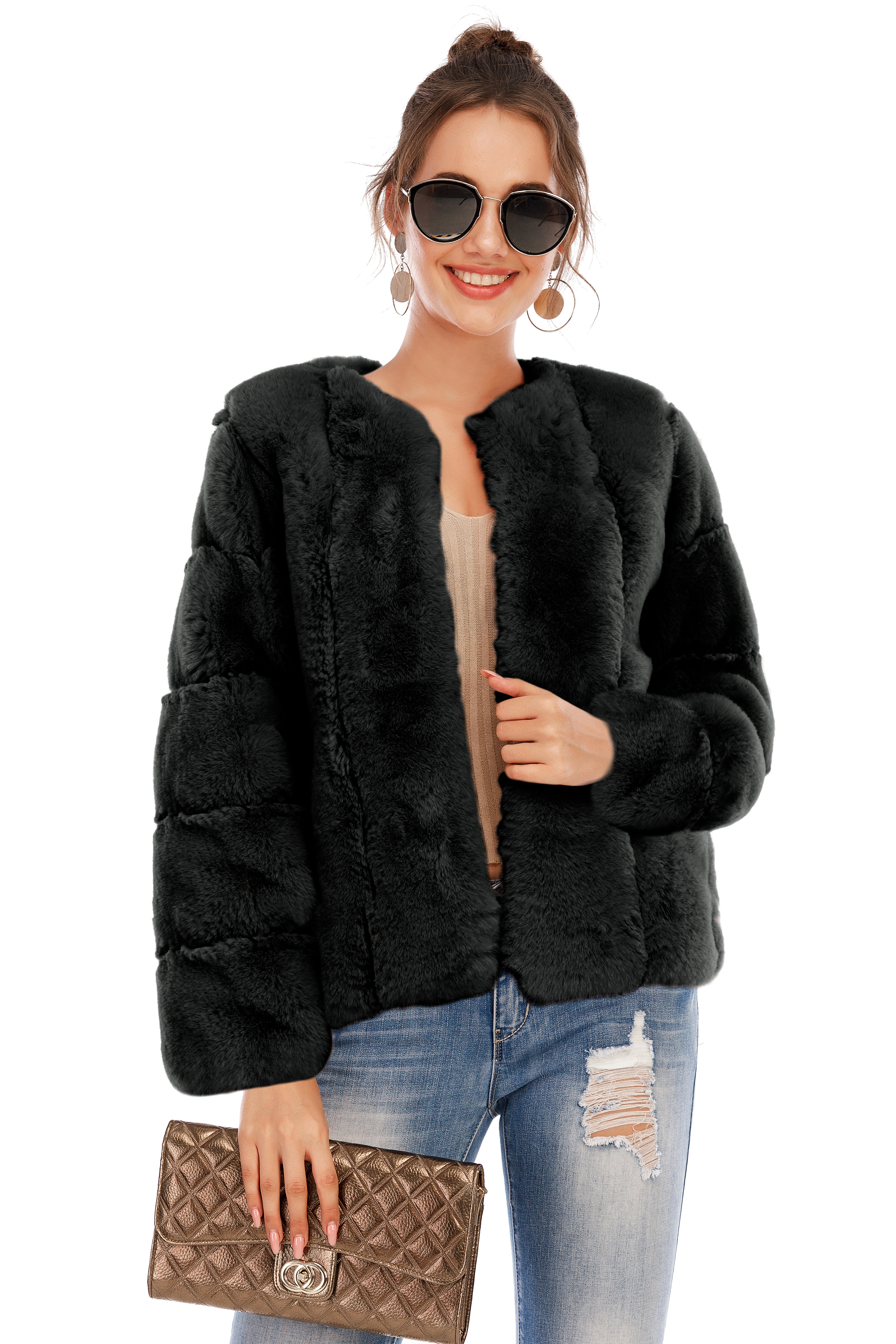 Chic Shaggy Warm Faux Fur Coat