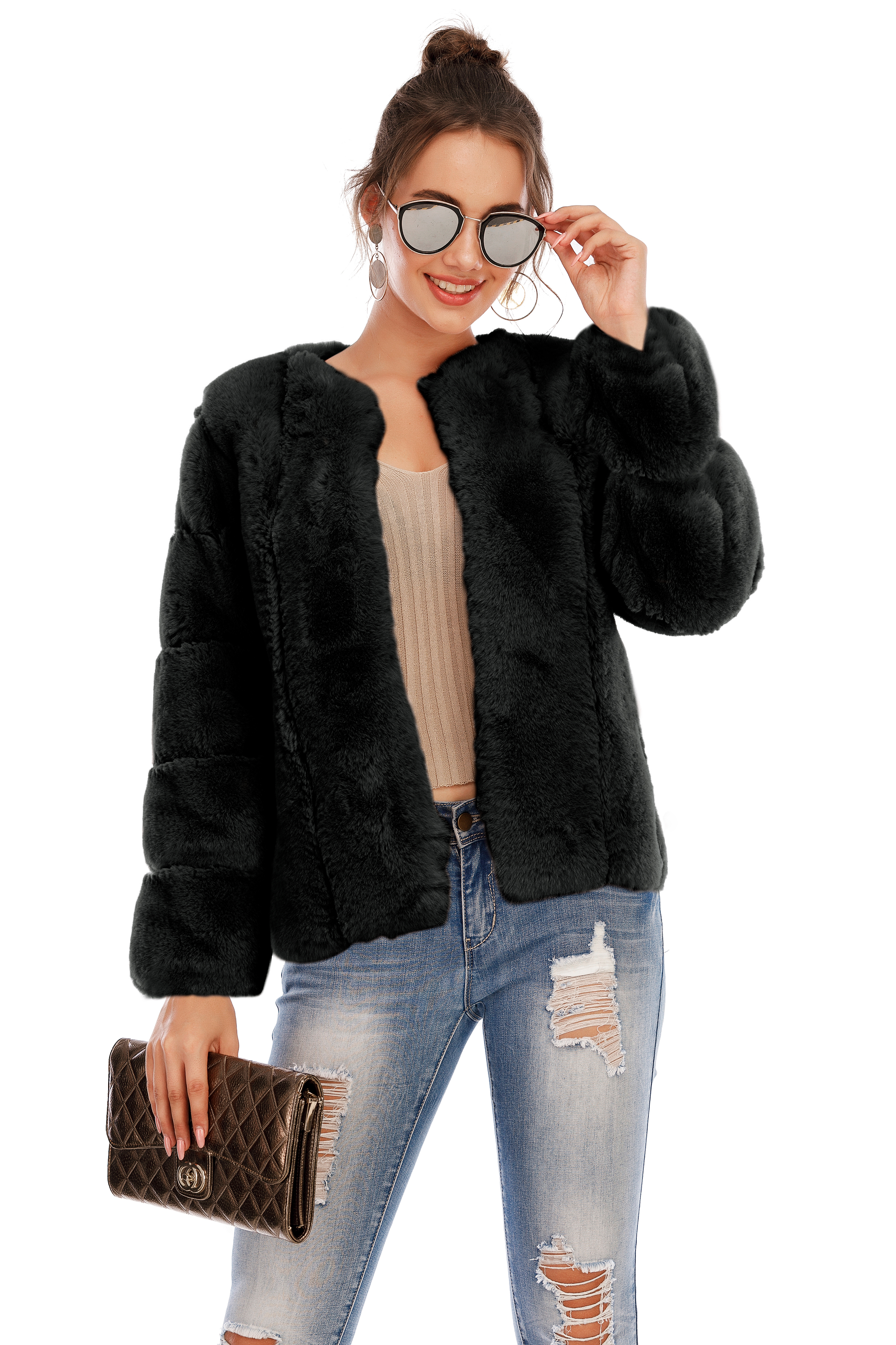 Chic Shaggy Warm Faux Fur Coat