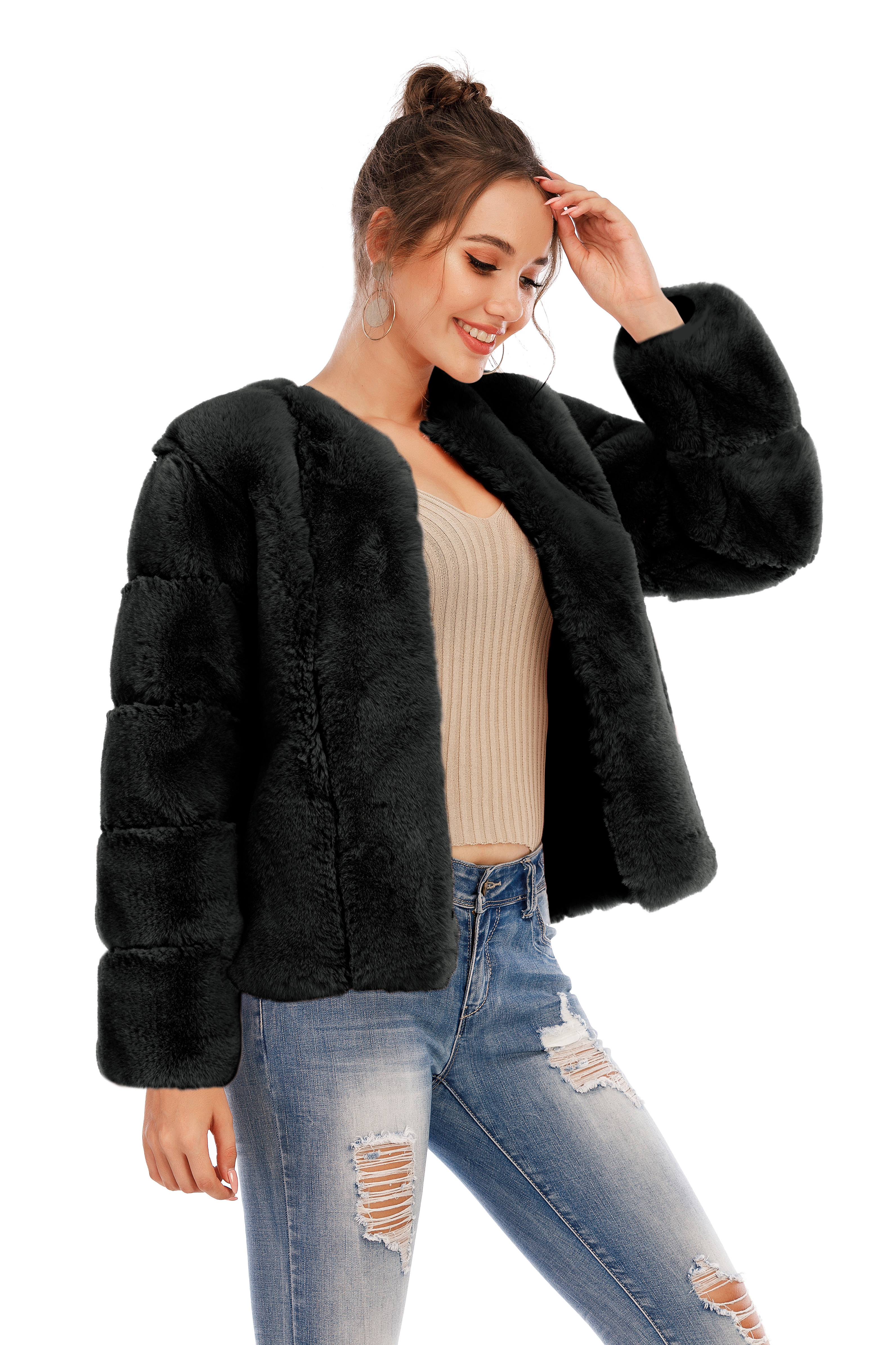 Chic Shaggy Warm Faux Fur Coat