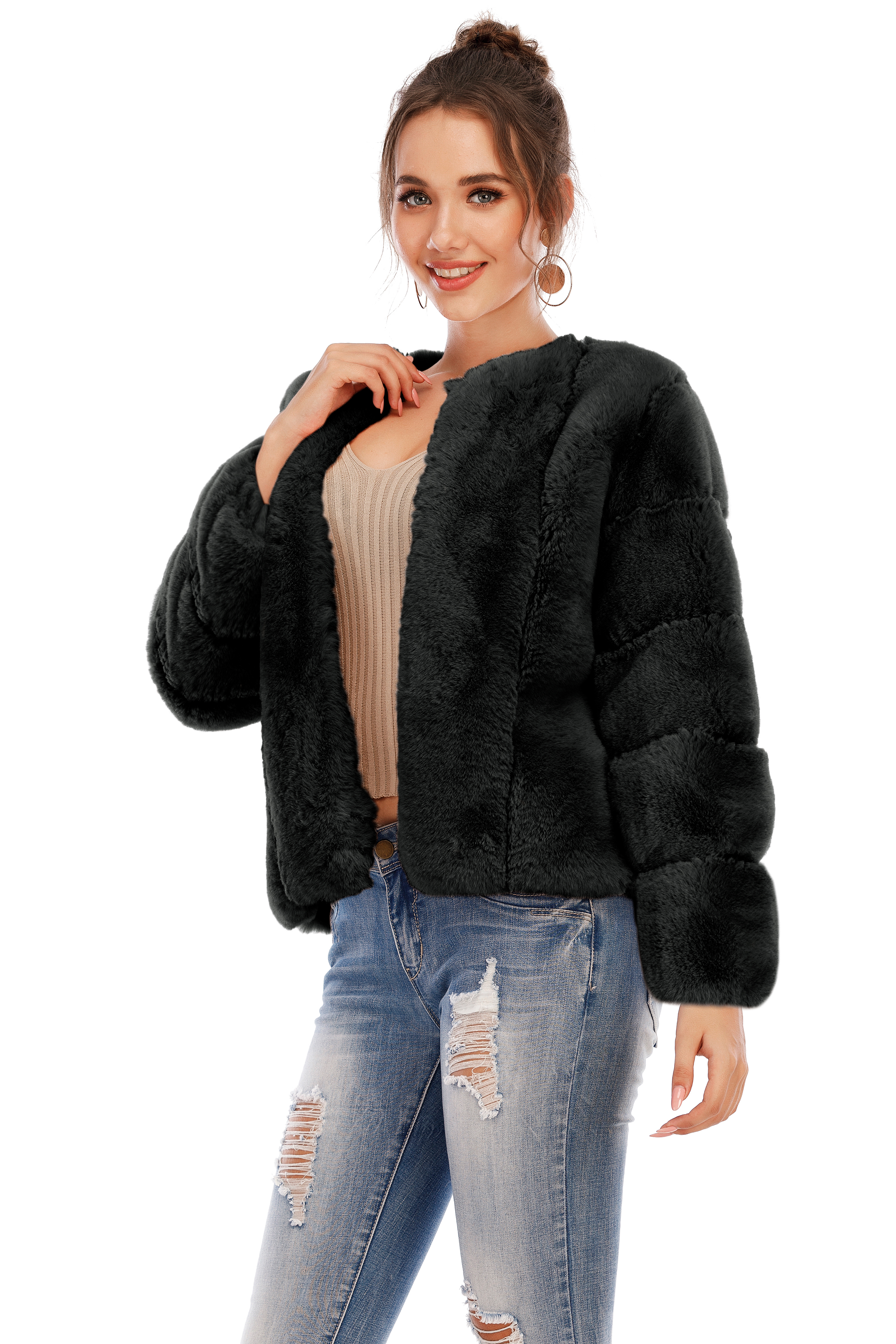 Chic Shaggy Warm Faux Fur Coat