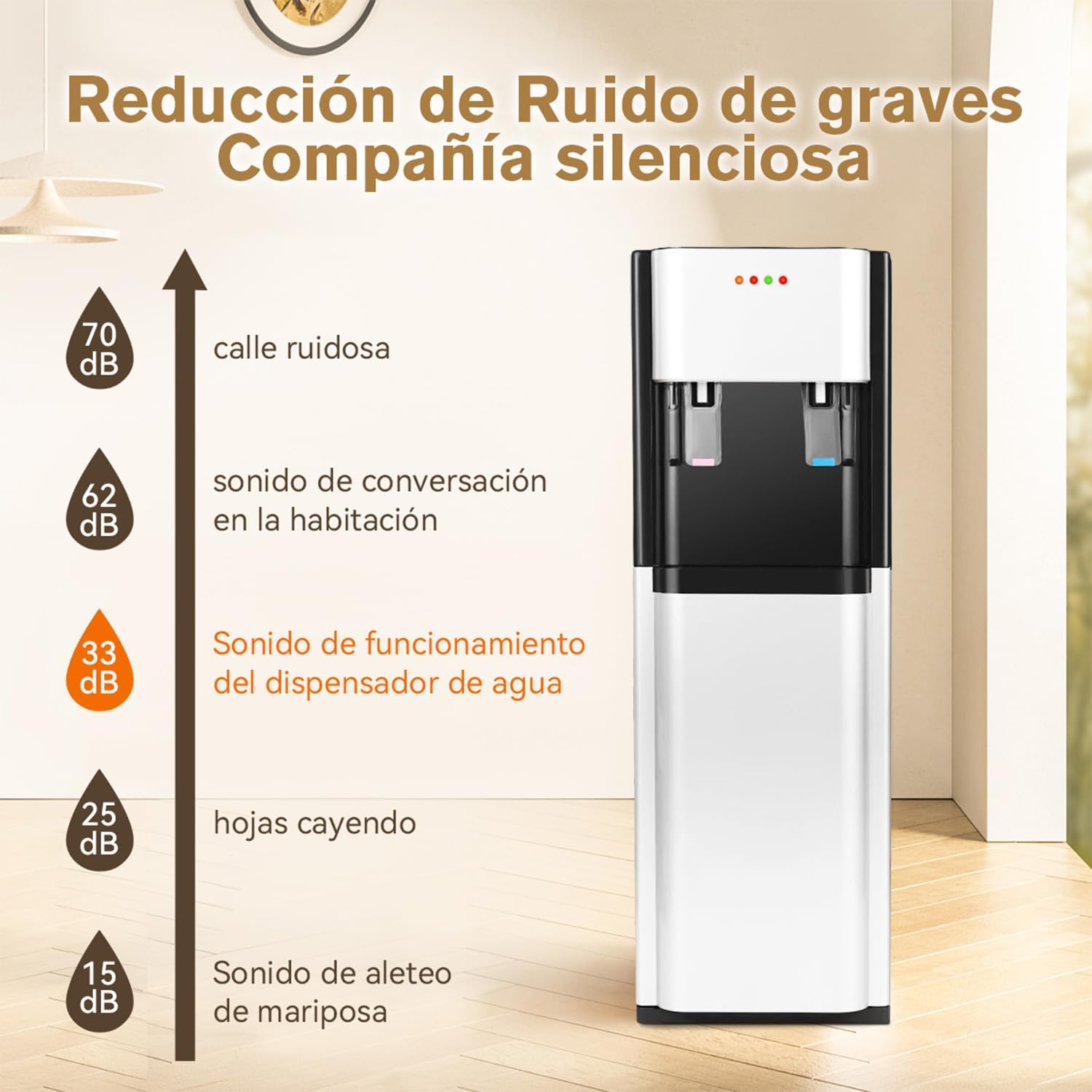 EEGVUY Dispensador de Agua Fría y Caliente, Despachador de Agua Garrafon Oculto, Dispensador De Agua Fría Caliente Eléctrico Enfriador Agua Apto para Botellas de 5 a 20 L - Blanco