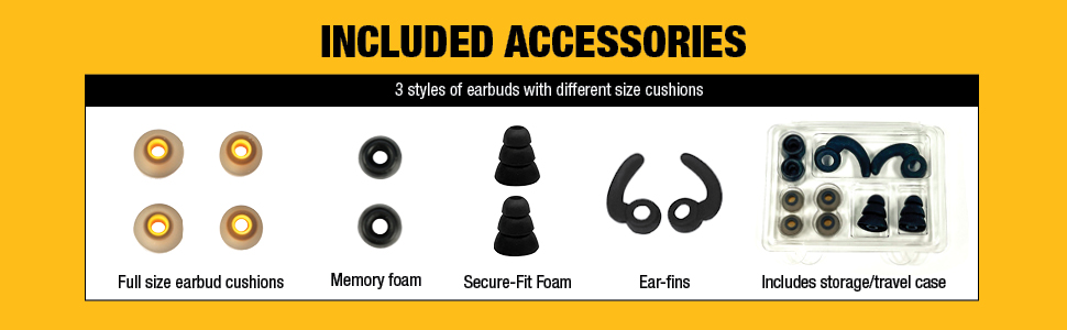 Se incluyen 4 tipos de almohadillas para orejas y un juego de aletas para orejas para obtener el mejor ajuste posible