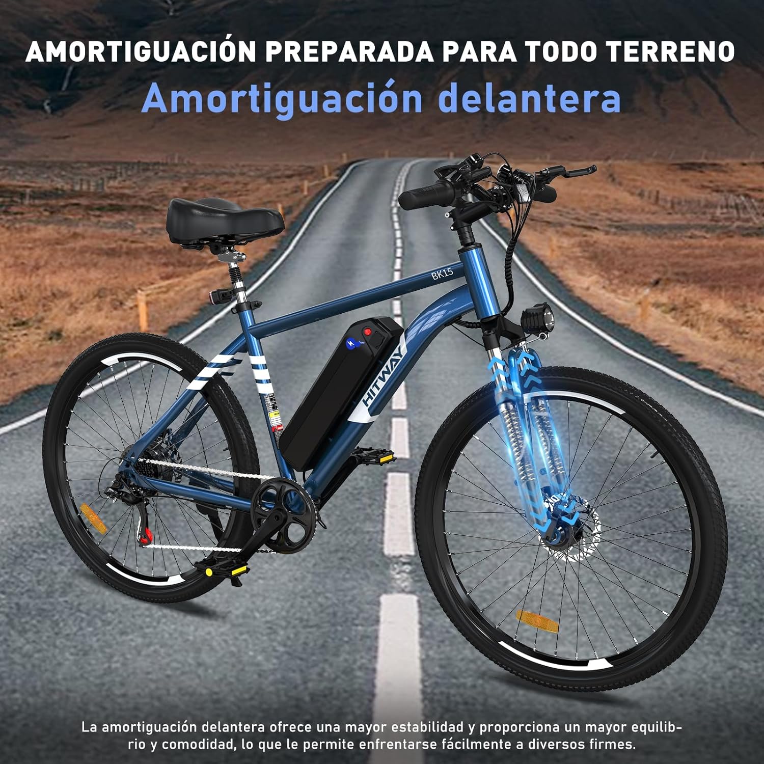 HITWAY - Bicicleta eléctrica para Adultos, Bicicleta E de 26 Pulgadas, 500 W, Bicicleta eléctrica extraíble, 36 V/12 Ah Bicicleta de montaña, Nieve, Playa, con 7 Engranajes