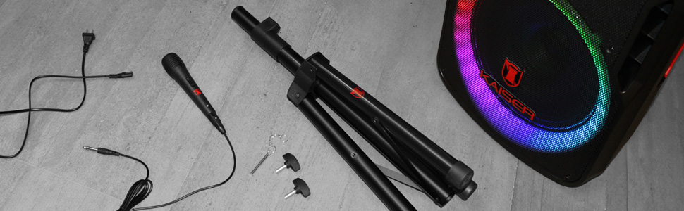 kaiser; bafle; bocina; altavoz; tecnología; electrónica; música; recargable; portátil