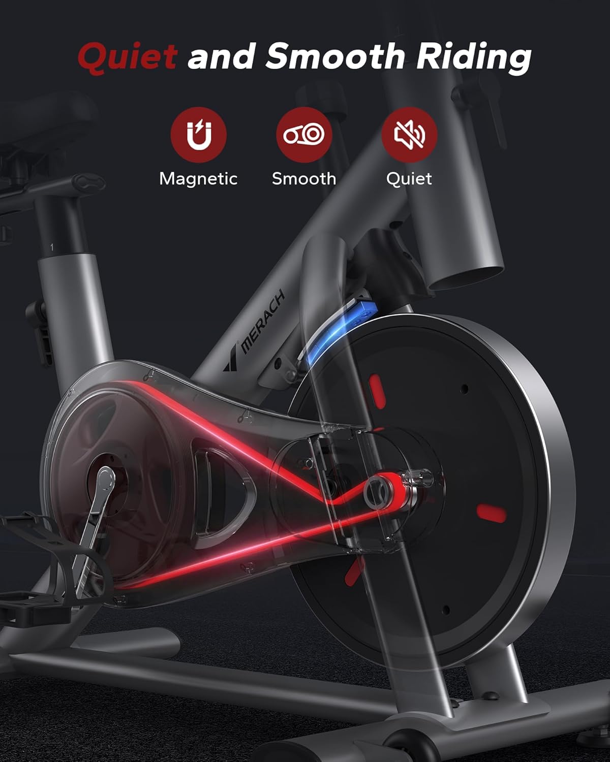 Bicicleta de ejercicio, almohadilla de freno/bicicleta estacionaria magnética con aplicación exclusiva, bicicleta de ciclismo interior de bajo ruido con capacidad de peso de 270 libras,