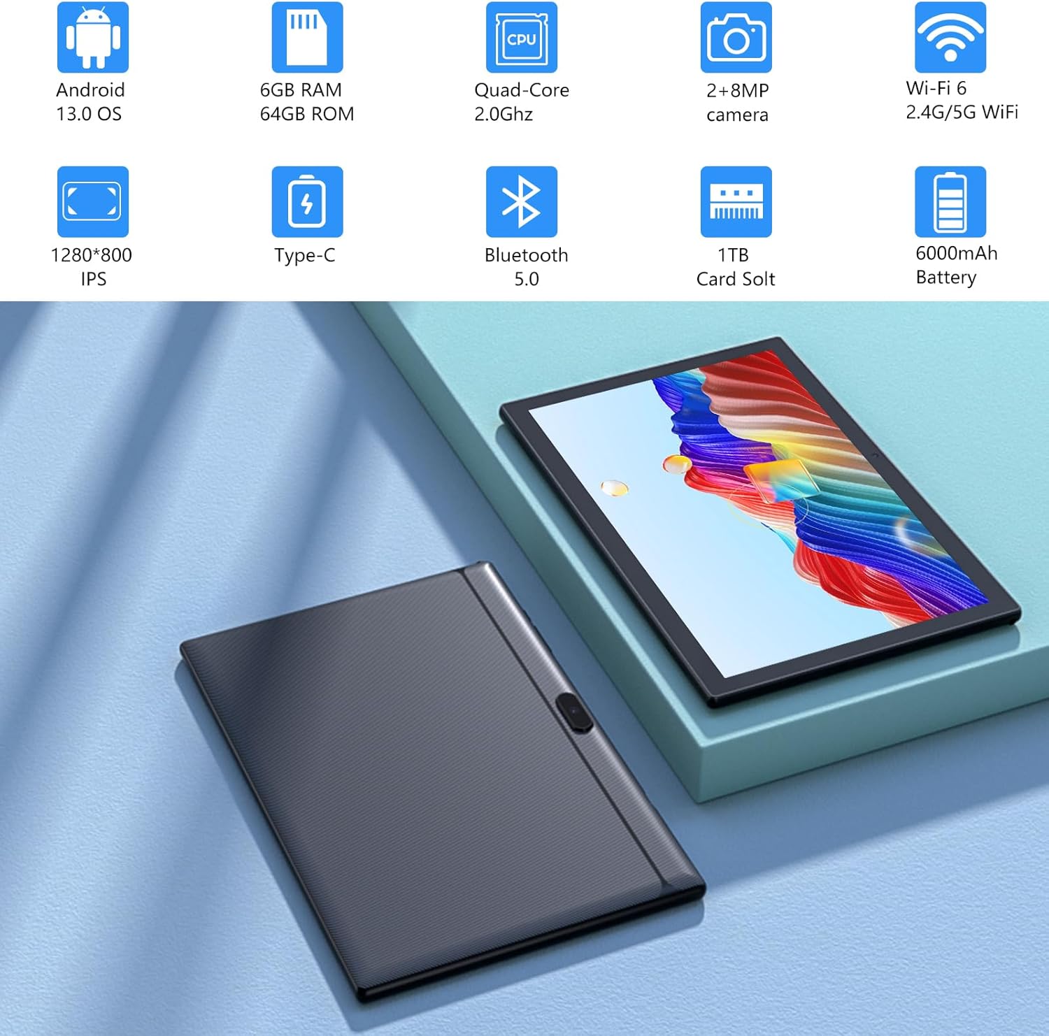 Tablet con teclado 2 en 1, Android 11, 10.1 pulgadas FHD, con teclado/mouse/funda/lápiz capacitivo/película templada, 64 GB+2 GB, Wi-Fi, cámara dual 8 MP, procesador quad core, batería 6,000 mAh, rosa