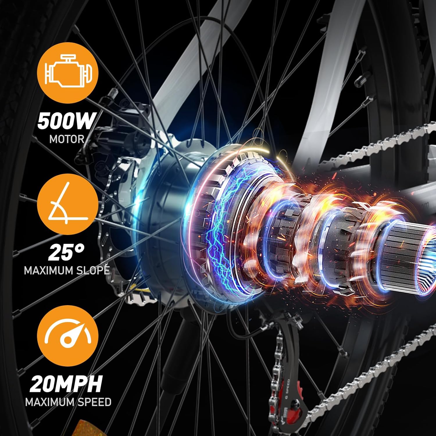 HITWAY - Bicicleta eléctrica para Adultos, Bicicleta E de 26 Pulgadas, 500 W, Bicicleta eléctrica extraíble, 36 V/12 Ah Bicicleta de montaña, Nieve, Playa, con 7 Engranajes