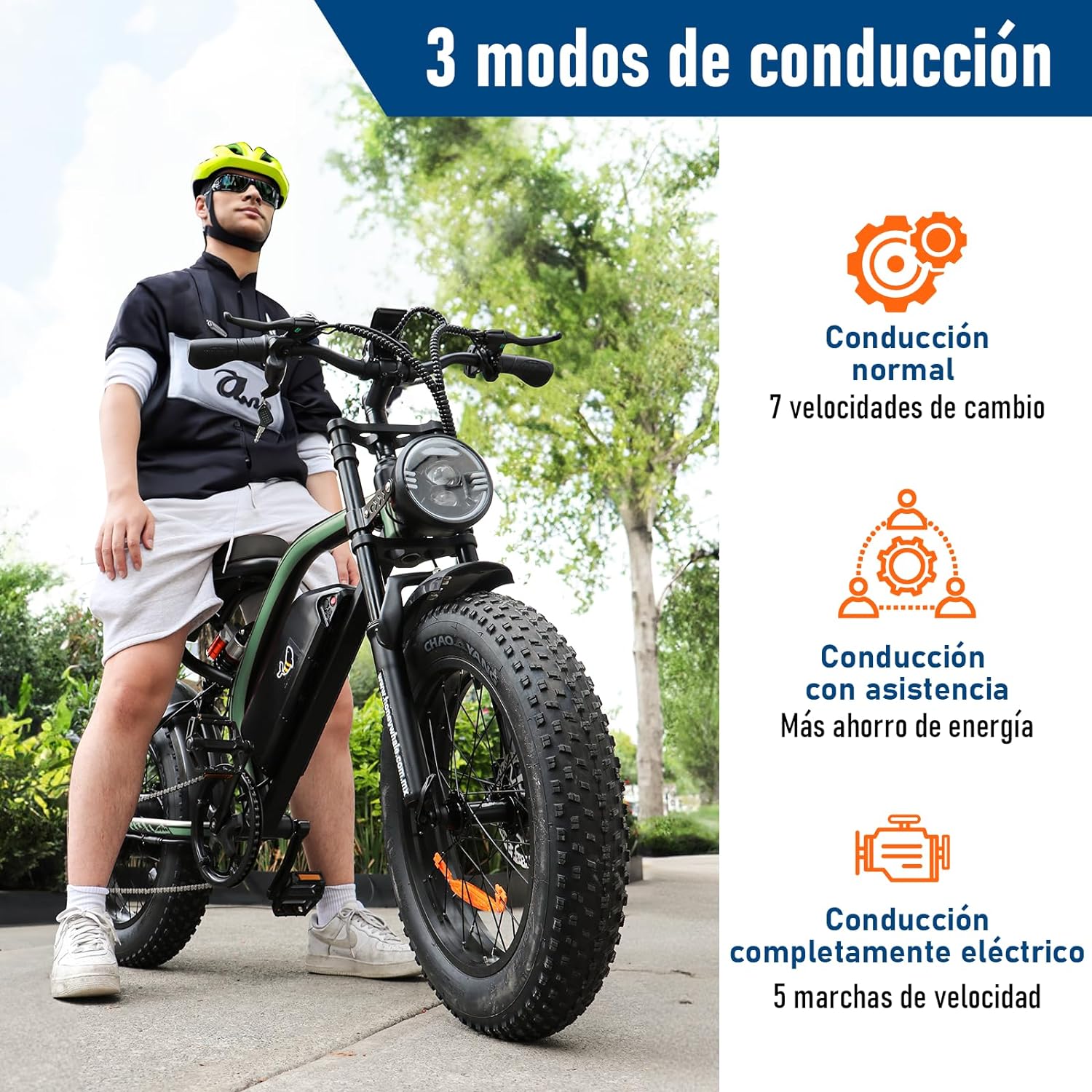 HONEYWHALE K6 Bicicleta Electrica para Adultos, Moto Bicicleta de Montaña de 7 Velocidades, Potencia del Motor 1080 W, Velocidad Máxima 48KM/H, Autonomía 40-45KM, Batería (48V, 15AH)