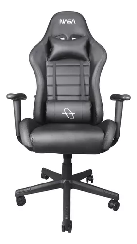 Silla De Escritorio Nasa Pro Gamer Ergonómica Con Luces Led Color Negro Material del tapizado Cuero sintético