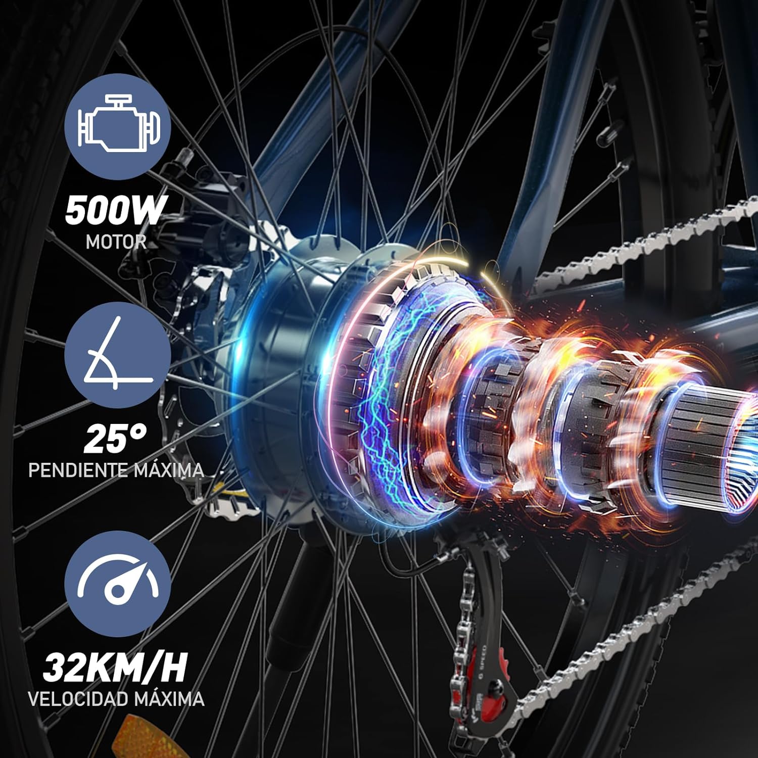 HITWAY - Bicicleta eléctrica para Adultos, Bicicleta E de 26 Pulgadas, 500 W, Bicicleta eléctrica extraíble, 36 V/12 Ah Bicicleta de montaña, Nieve, Playa, con 7 Engranajes