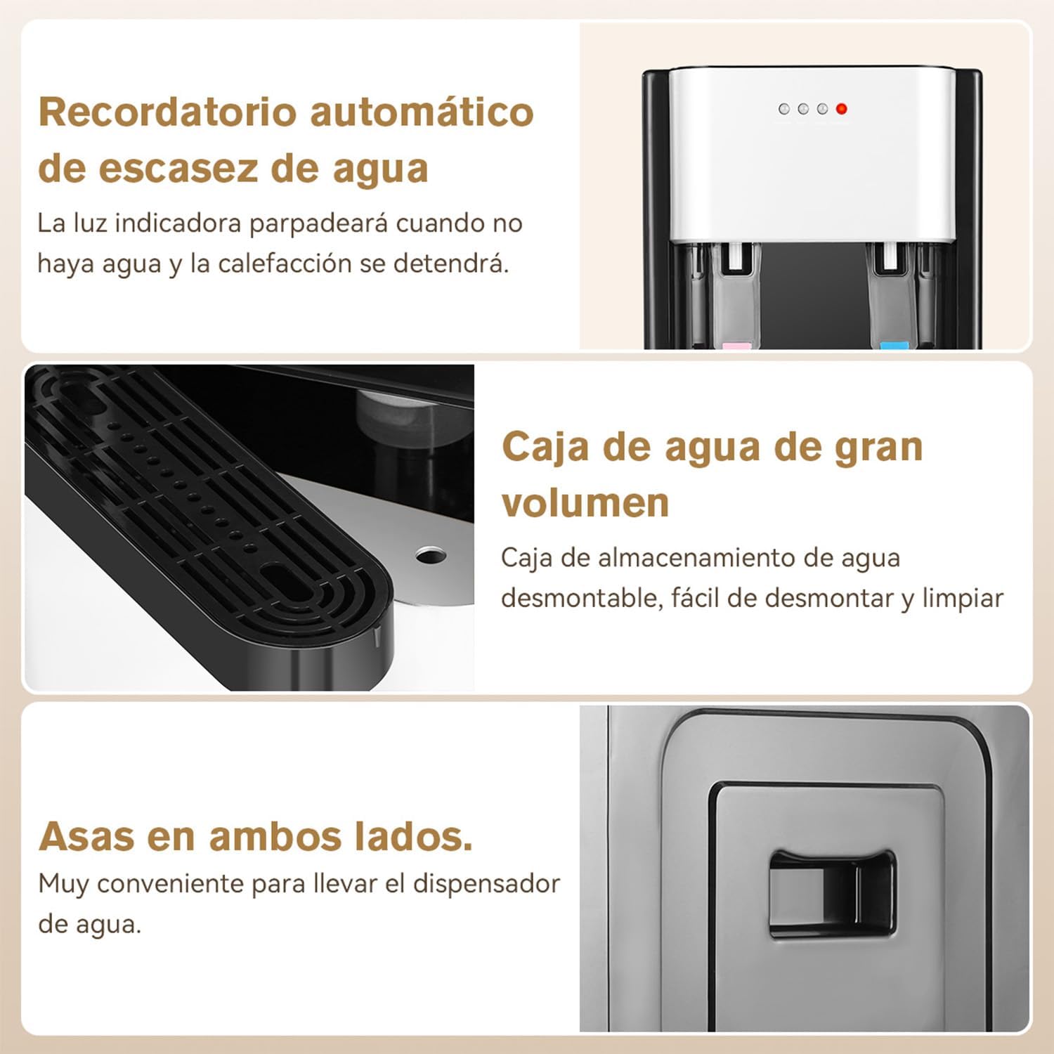 EEGVUY Dispensador de Agua Fría y Caliente, Despachador de Agua Garrafon Oculto, Dispensador De Agua Fría Caliente Eléctrico Enfriador Agua Apto para Botellas de 5 a 20 L - Blanco