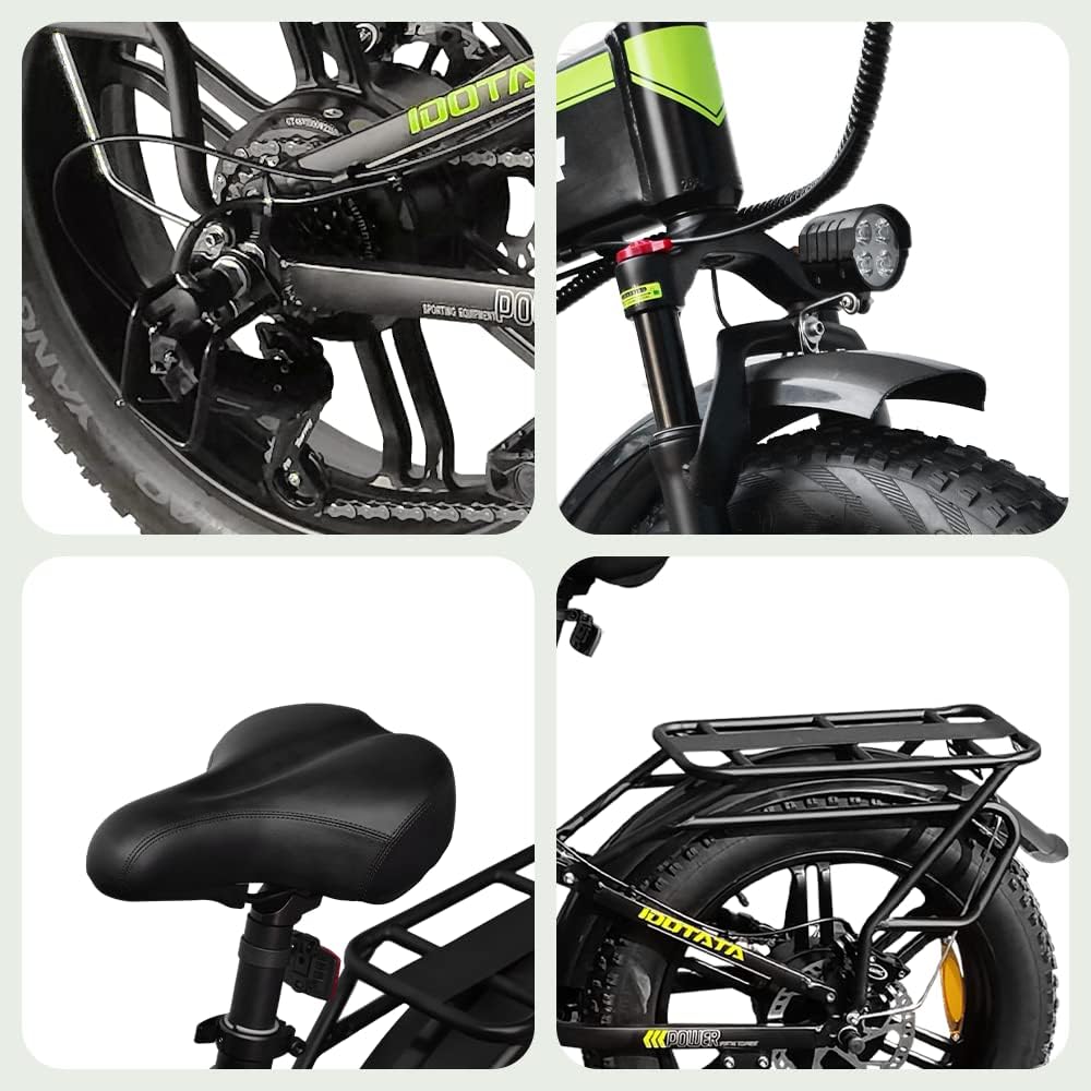 H20pro Bicicleta Electrica, Motor 2000W, 32mph, 55-75 Millas de Alcance, Batería extraíble 52V 25Ah, 20" Fat Tire Plegable Bicicleta Electrica de Montaña para Adultos, Doble Amortiguador